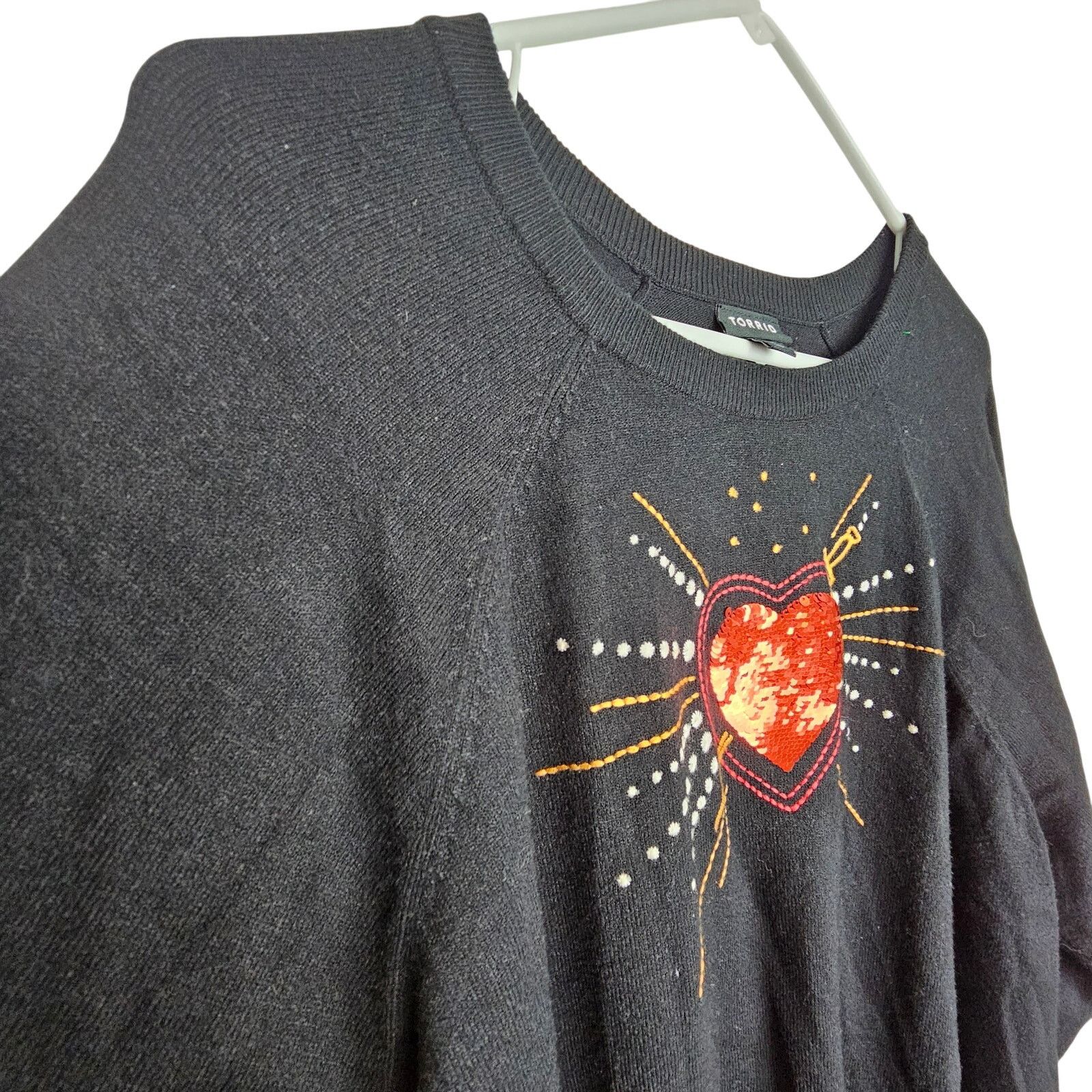 Corridor Torrid Sequin Heart Pullover Knit Sweater Size 2X Whimsigoth Size XXL / US 16-18 / IT 52-54 - 5 Thumbnail