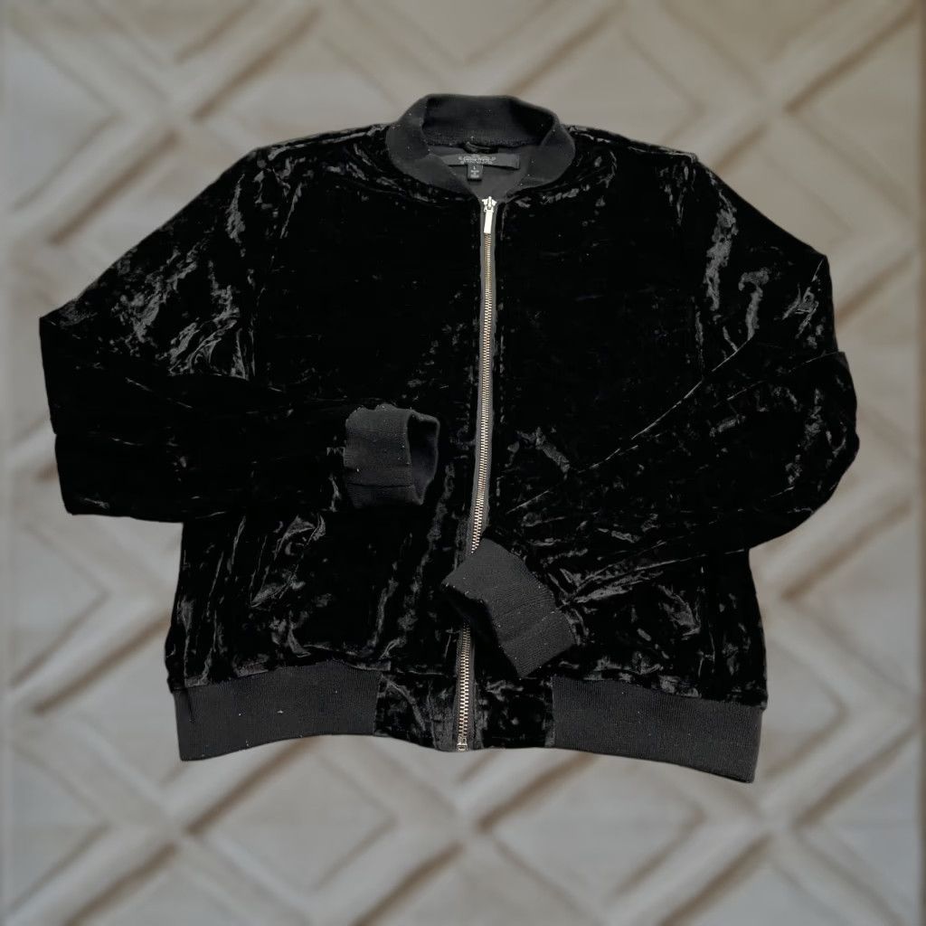 Vintage Louise Paris Velour Velvet Jacket Womens Large Black Full Zip Casual Pockets Size L / US 10 / IT 46 - 1 Thumbnail