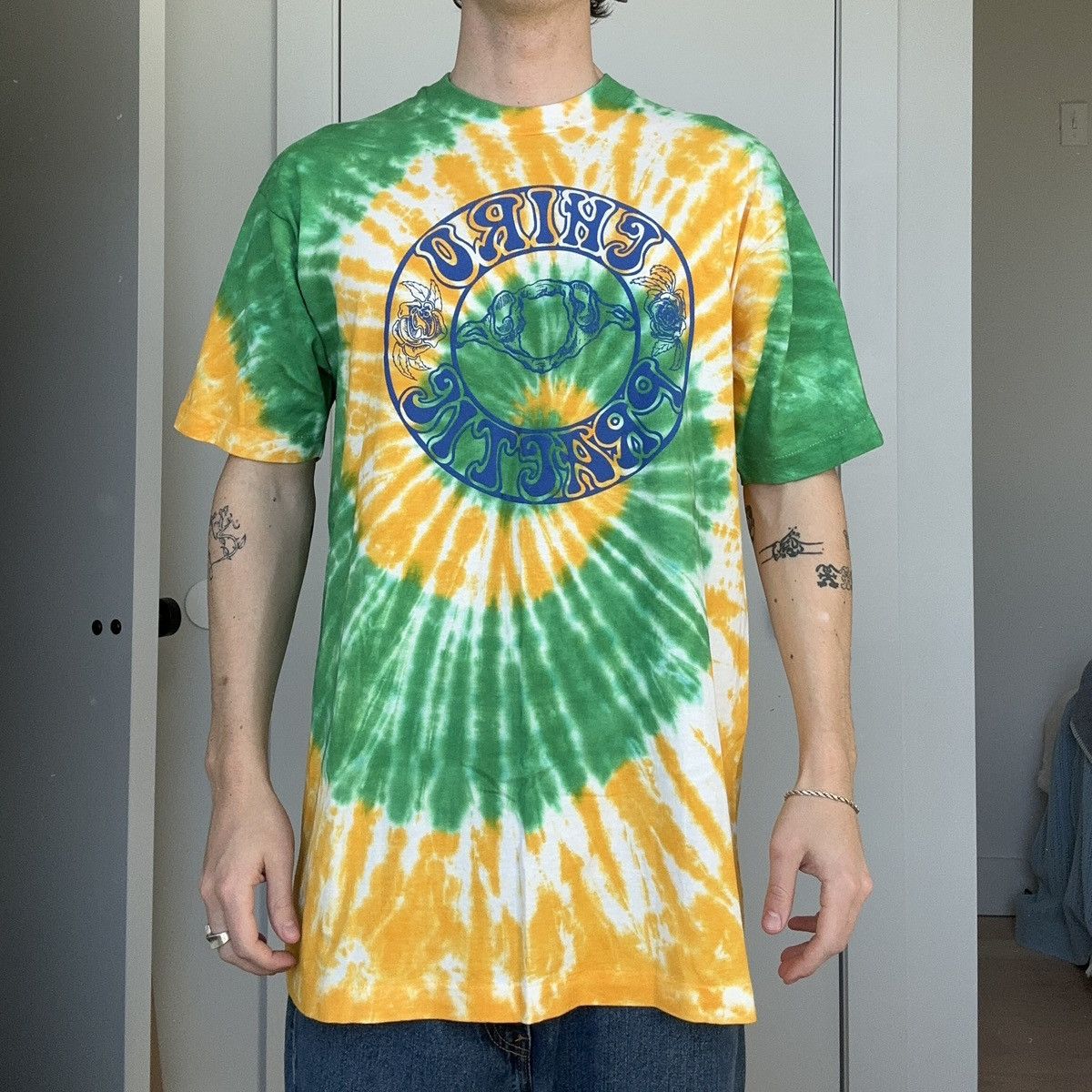 Fruit Of The Loom Vintage 90s Grateful Dead Chiro Puff Print Tie Dye Shirt Size US XL / EU 56 / 4 - 7 Thumbnail