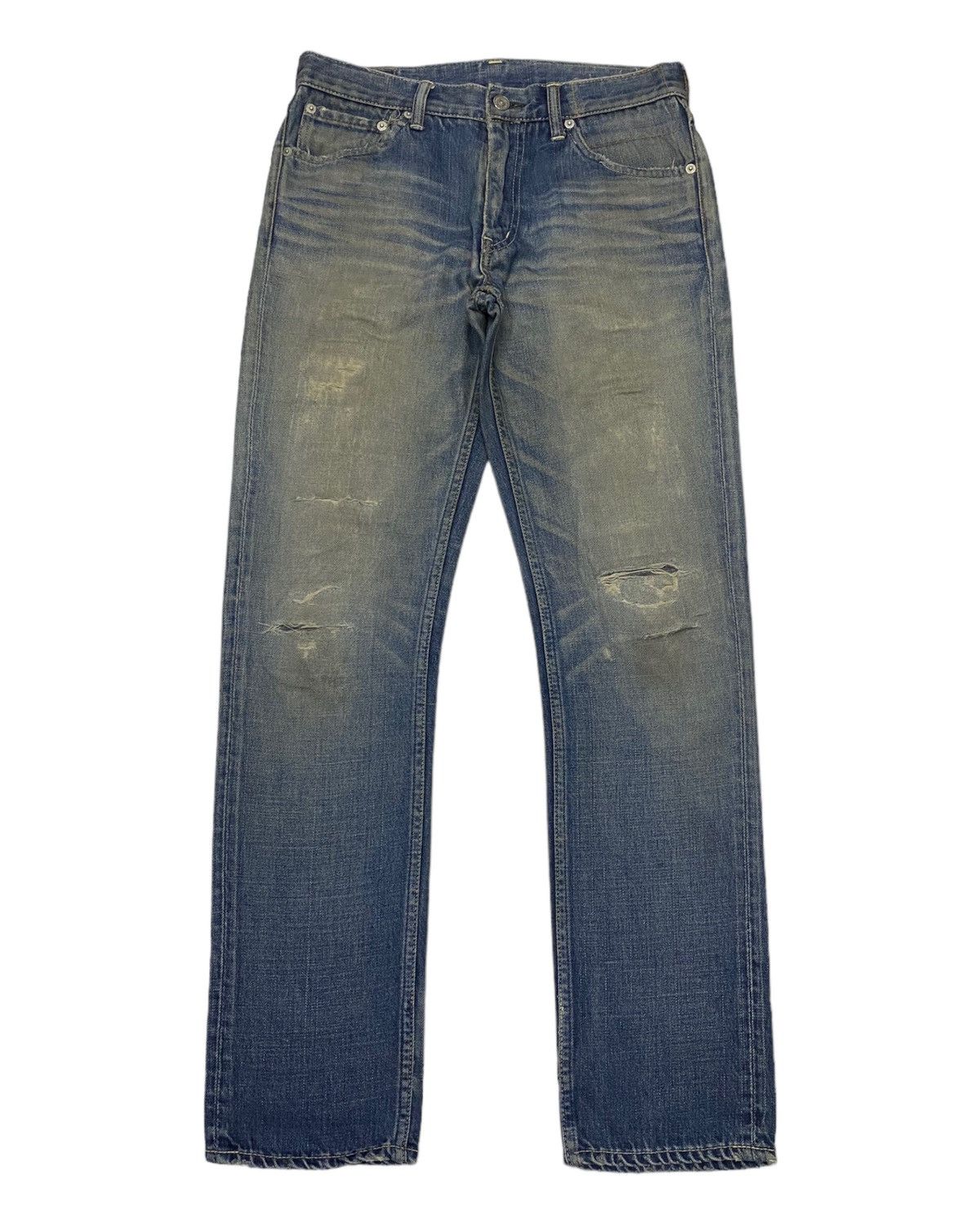 image of Archival Clothing x Visvim 03D3 Damage Distressed Denim Jeans in Blue, Men's (Size 31)