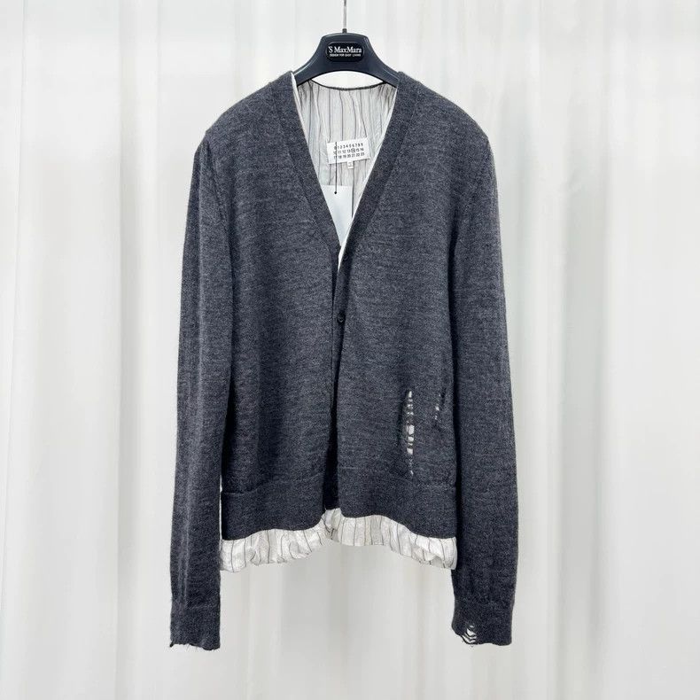 Maison Margiela Maison Margiela Silk stitching destroys wool cardigans coa Size S / US 4 / IT 40 - 1 Thumbnail