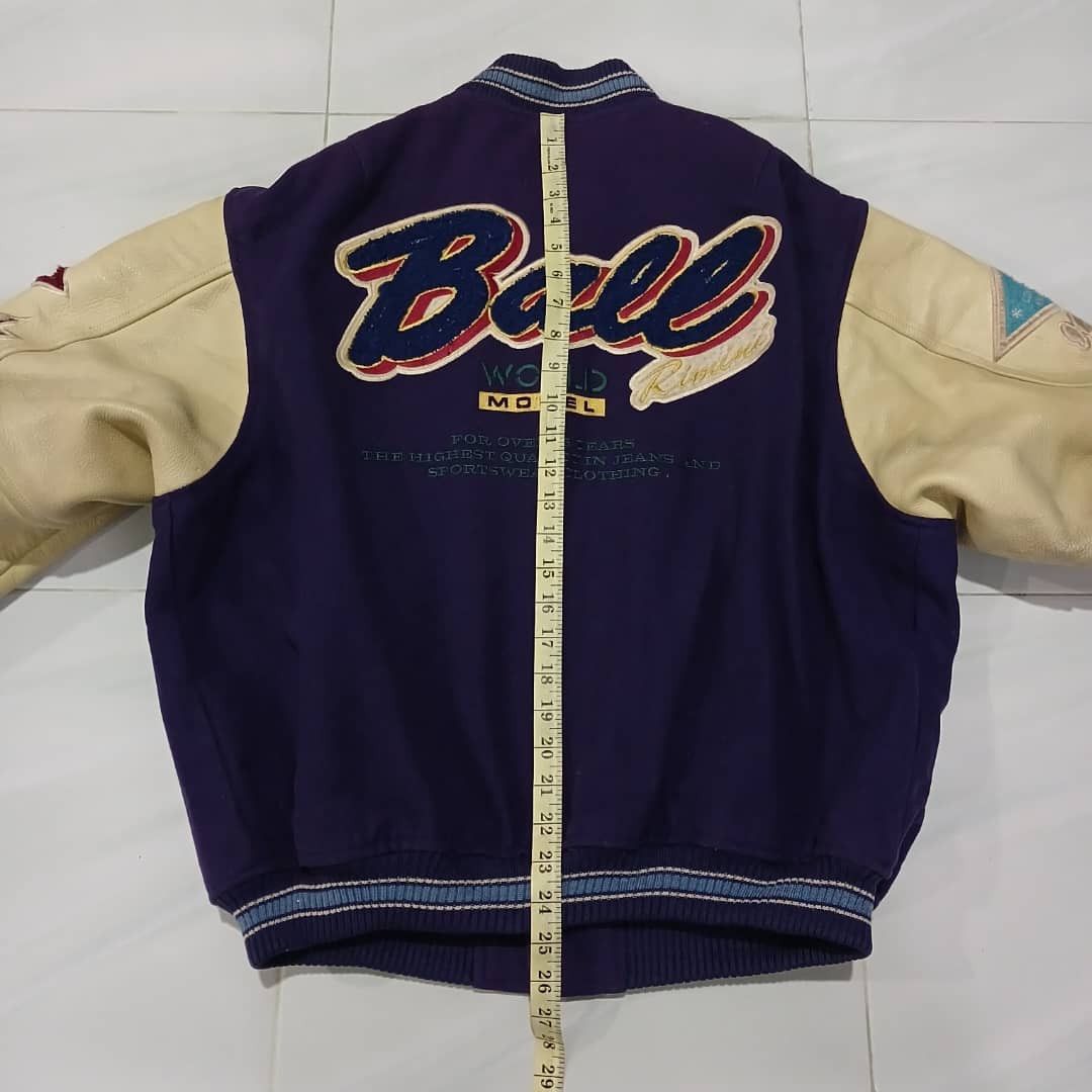 Leather 80s BALL Leather Sleeve Varsity Jacket Button Size US M / EU 48-50 / 2 - 10 Thumbnail