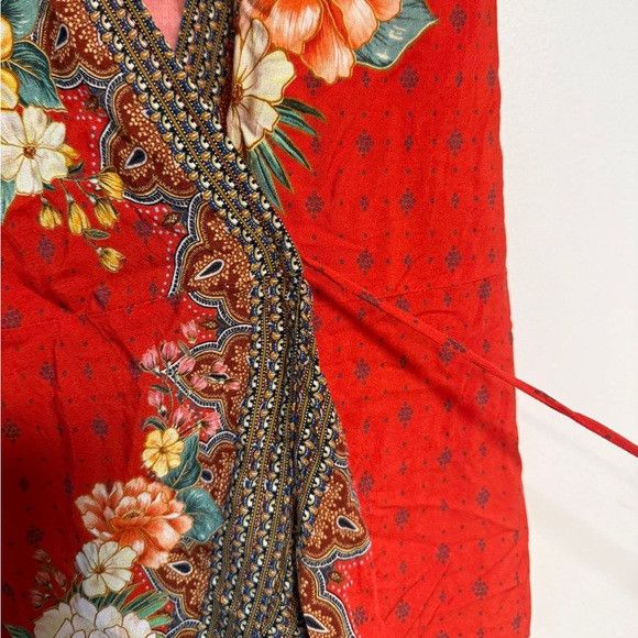 Farm Rio FARM Rio Red Floral Bohemian Kimono Dress – XS (PP) Size XS / US 0-2 / IT 36-38 - 4 Thumbnail