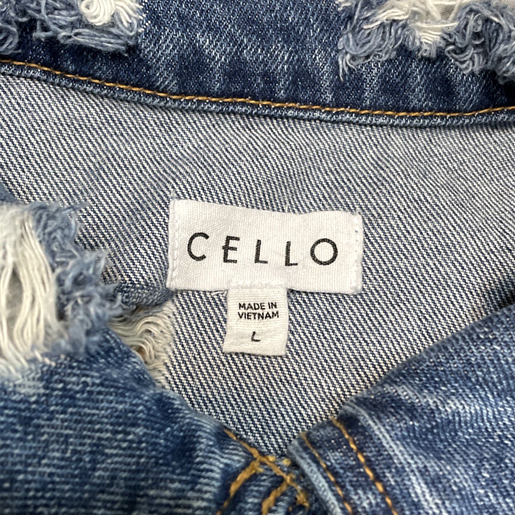 Denime VINTAGE Cello Denim Jacket Women’s Large Distressed Trucker Blue Jean Size 36" / US 14 / IT 50 - 2 Thumbnail