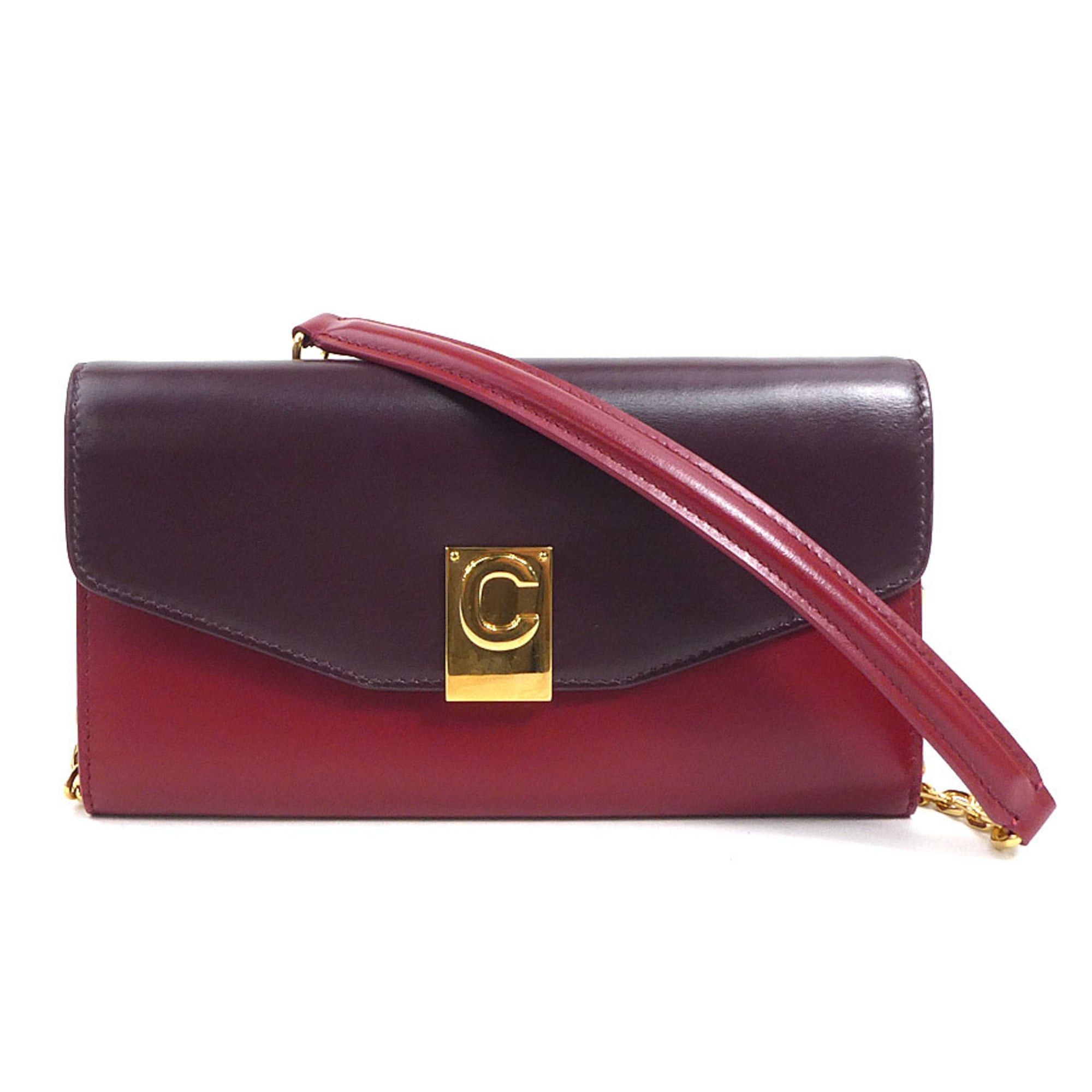 Celine Celine Women's Long Chain Wallet in Bordeaux and Red Leather (r10909a) Size ONE SIZE - 1 Thumbnail