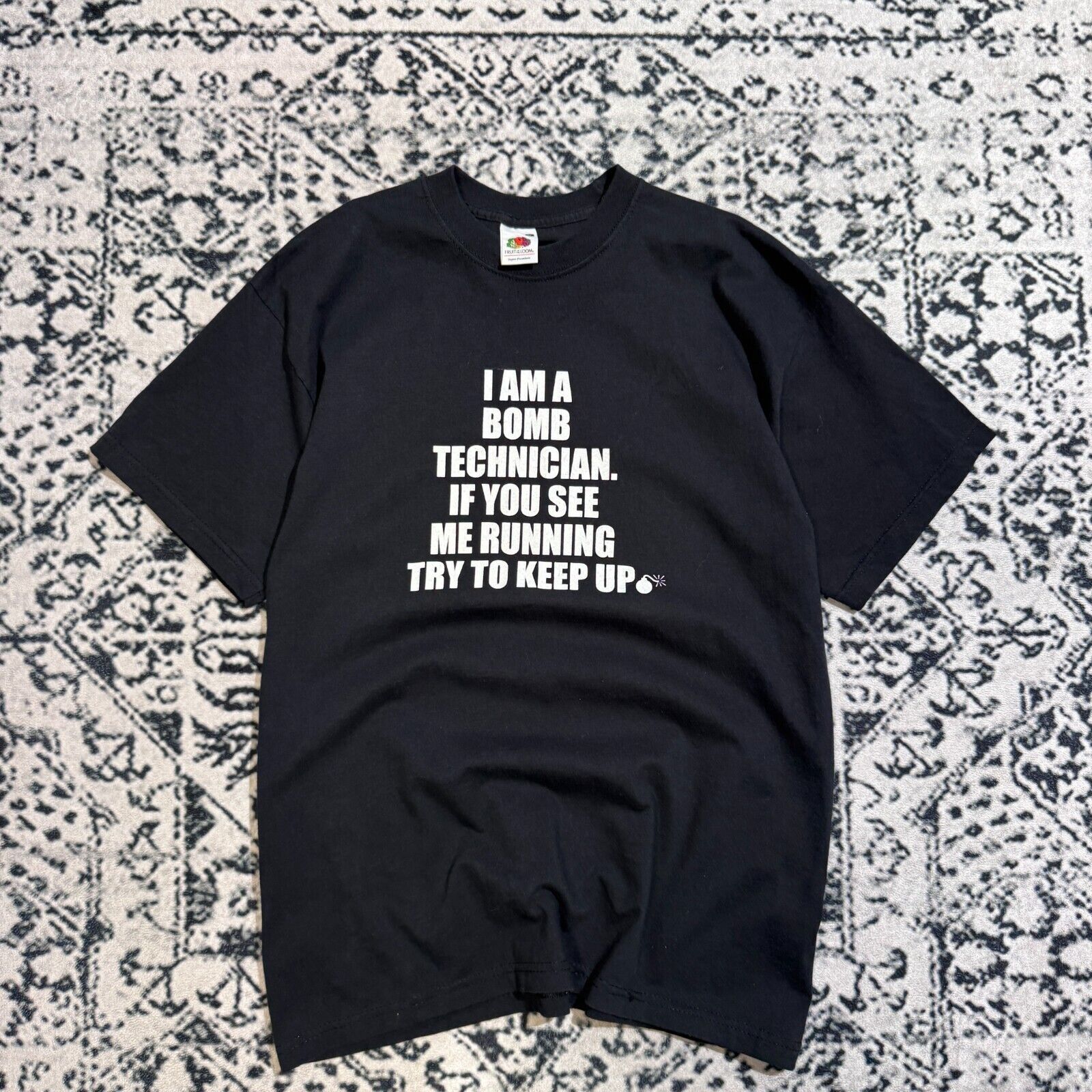 Vintage Vintage Unisex Black Cotton T-Shirt Size M Bomb Technician Size US M / EU 48-50 / 2 - 1 Thumbnail