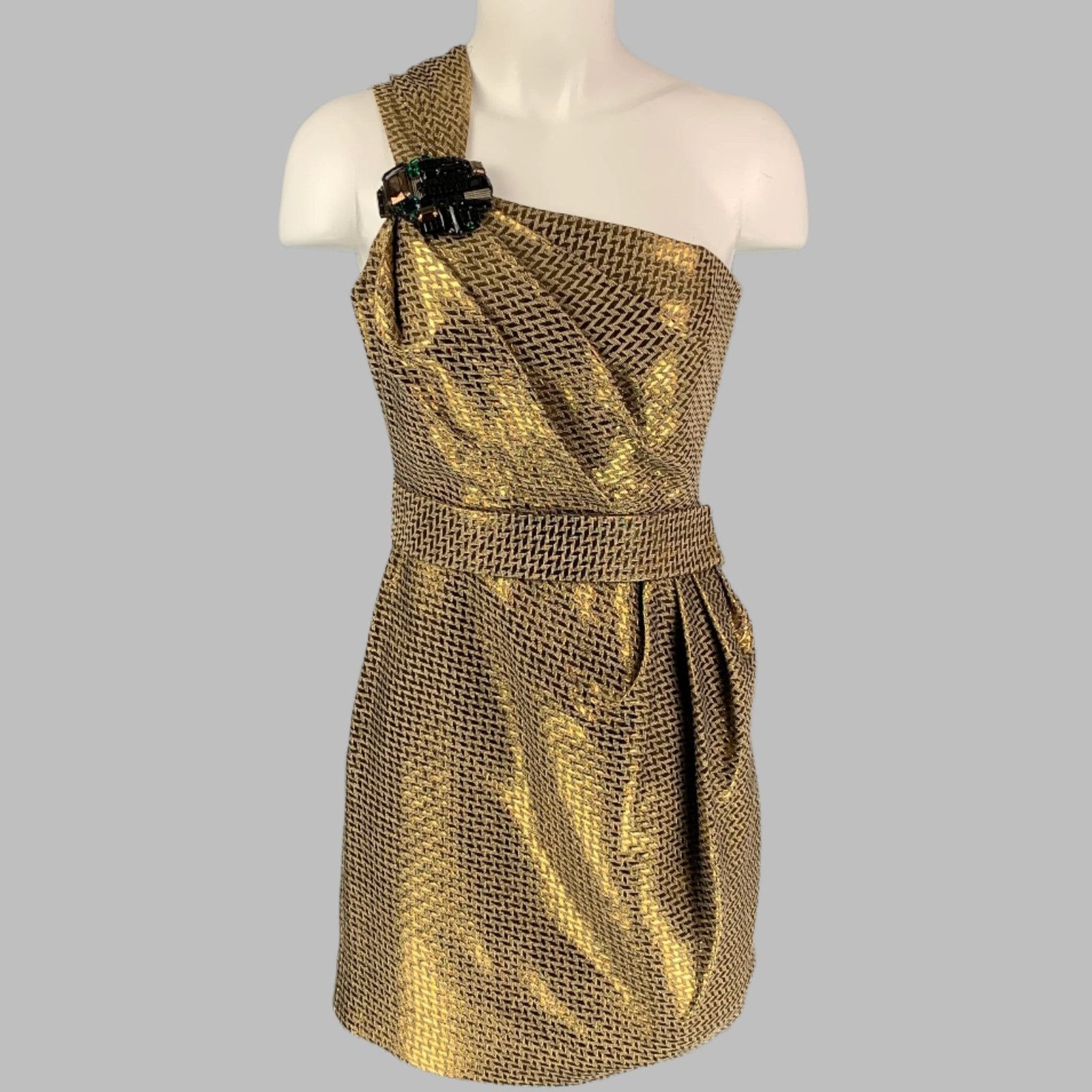 Matthew Williamson MATTHEW WILLAMSON Gold Metallic Cotton Geometric Size S / US 4 / IT 40 - 1 Thumbnail