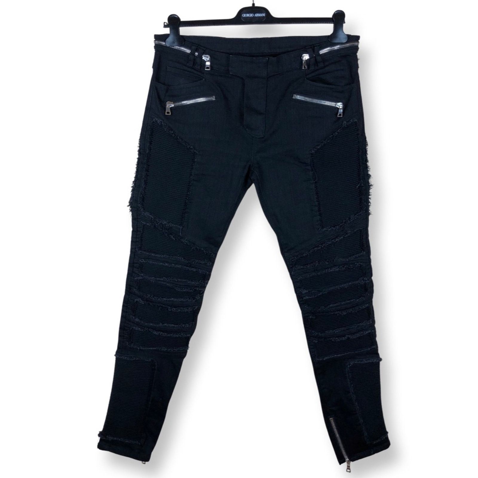 Balmain Balmain Distressed Biker Jeans in Black Size US 34 / EU 50 - 1 Thumbnail