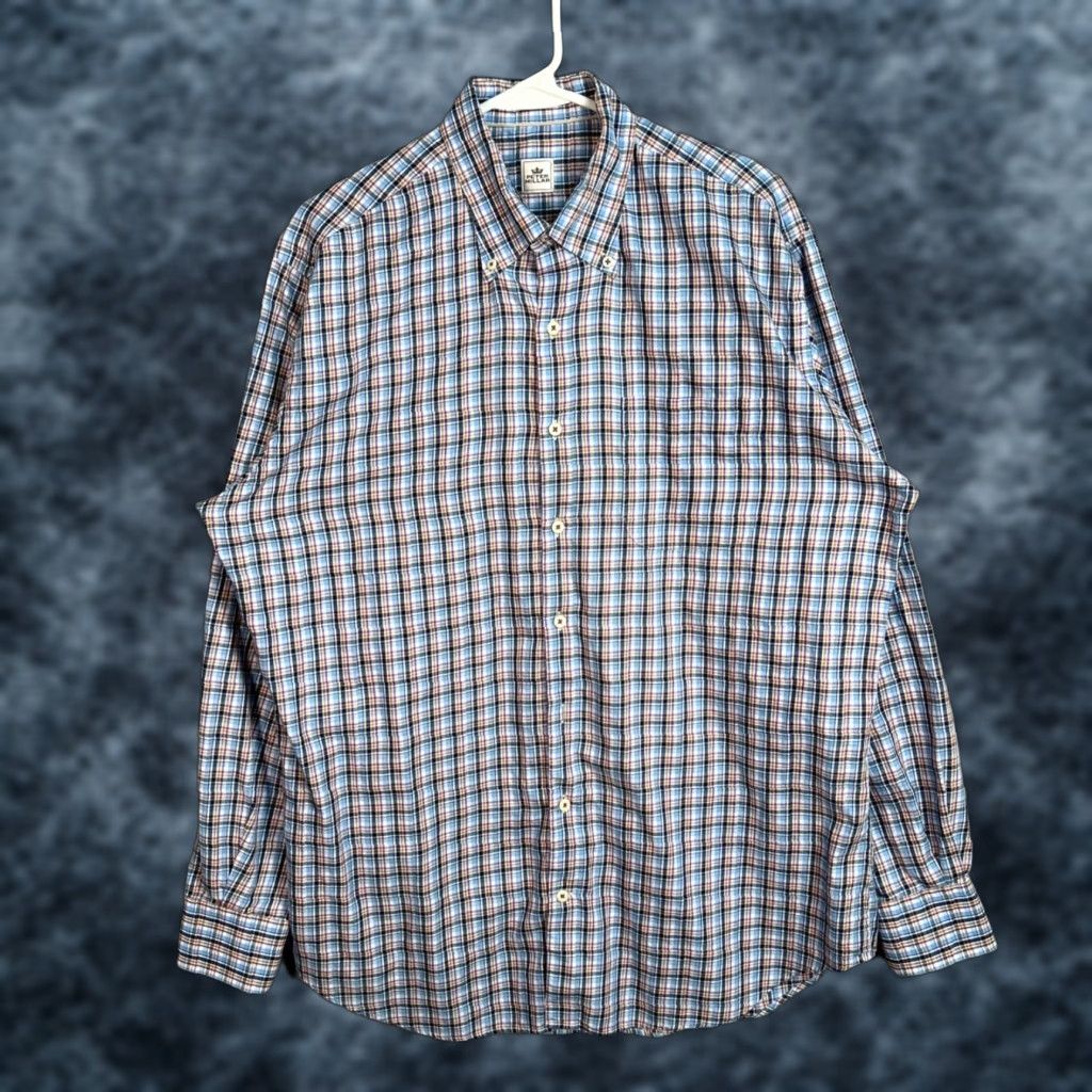 Peter Millar Peter Millar Mens Large Plaid Long Sleeve Button-Down Shirt 100% Cotton Size US L / EU 52-54 / 3 - 1 Thumbnail