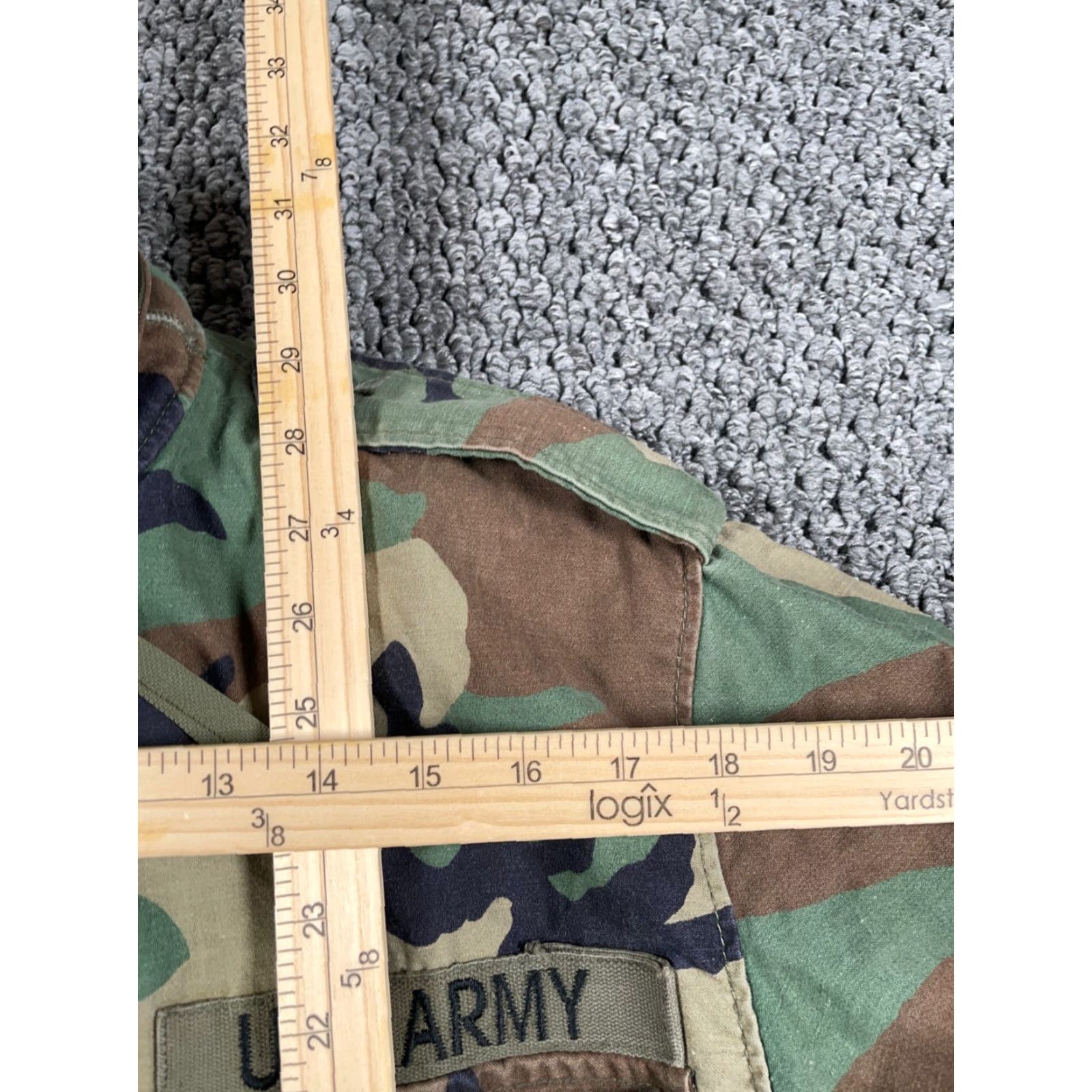 Vintage VINTAGE US Army M-65 Jacket Camouflage Short, Green, Cotton, Full Zip, Hooded, Lined, Four Front Pockets, Stand-Up Collar, Outdoor Military Size US 31 - 7 Thumbnail