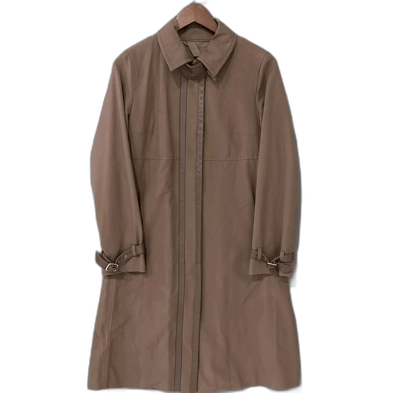 Celine Caramel Leather Panel Long Trench Coat Size XL / US 12-14 / IT 48-50 - 1 Thumbnail
