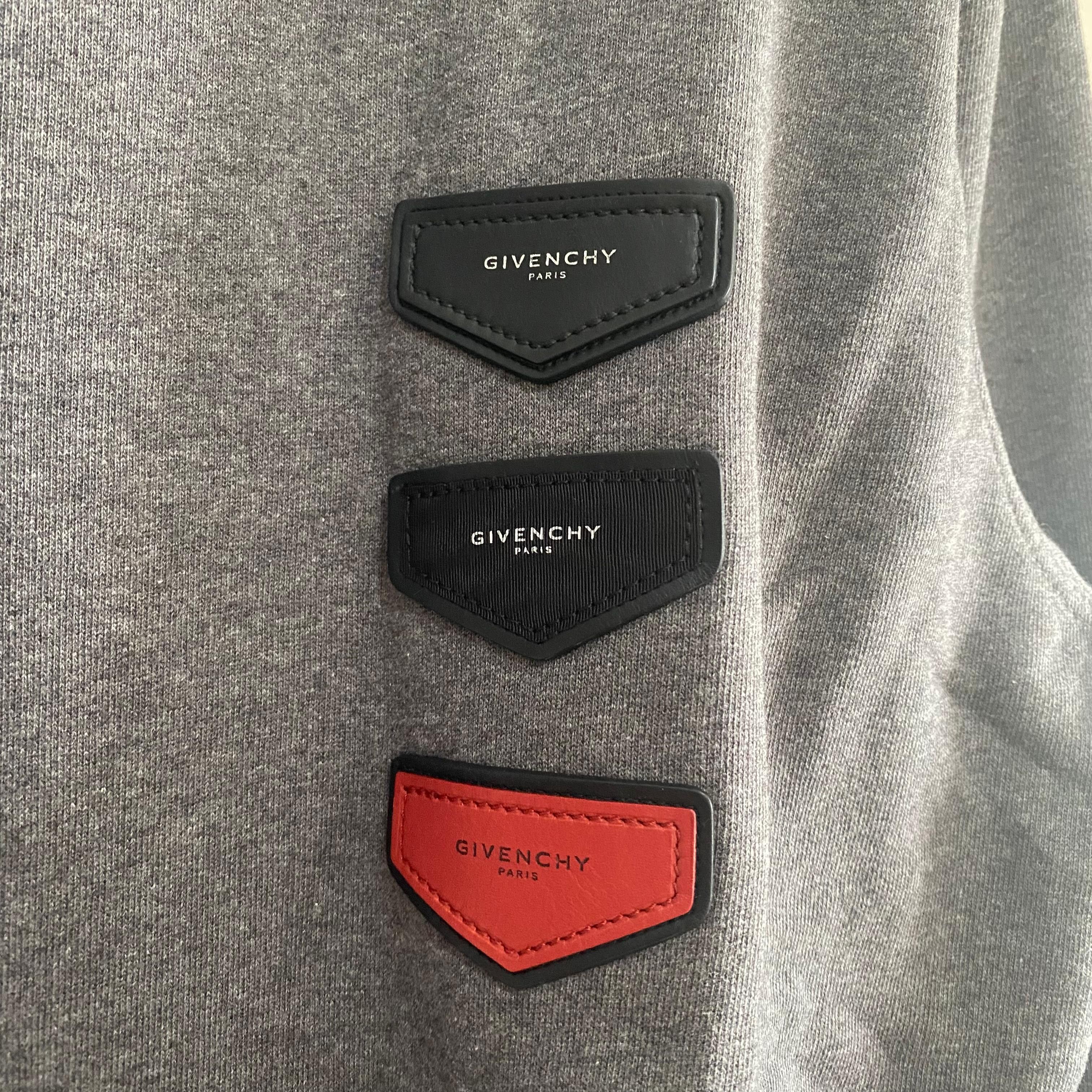 Givenchy 1 of 1 Grey Leather Logo Patches Sweatshirt Size US M / EU 48-50 / 2 - 3 Thumbnail
