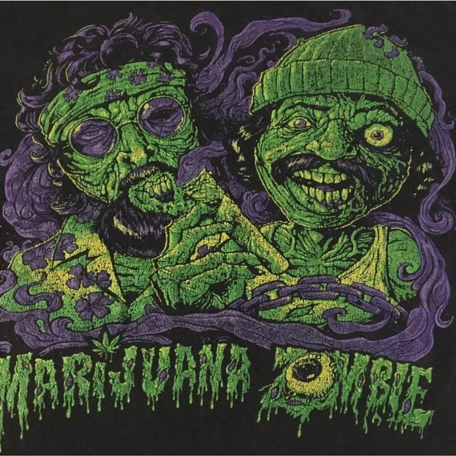 Vintage VINTAGE Cheech & Chong Marijuana Zombie Faded Shirt XS Black Mens T-Shirt Grunge Y2K 80s 90s Humor Stoner Weed Cannabis Distressed Size US XS / EU 42 / 0 - 2 Thumbnail
