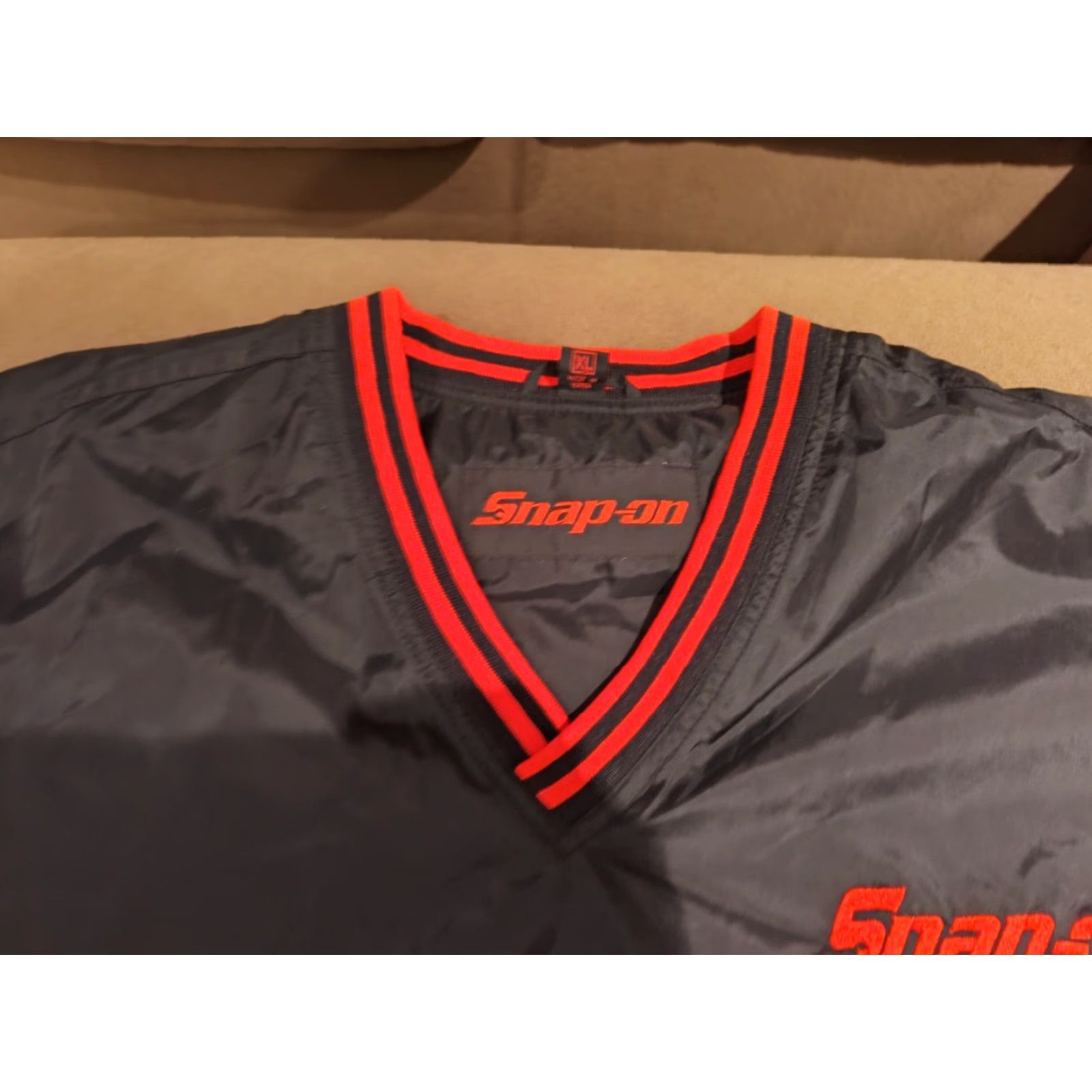 Vintage Snap-On Tools Windbreaker Pullover Jacket Men's Size XL Black V-Neck Racing (Jacket) Size US XL / EU 56 / 4 - 6 Thumbnail