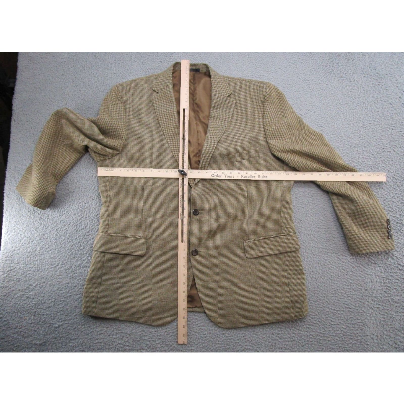 Club Room Club Room by Macy's Mens Blazer Sports Jacket Houndstooth Plaid 48R Brown Button Up Jacket Mens Reg Long Shirt Size 48R - 7 Thumbnail