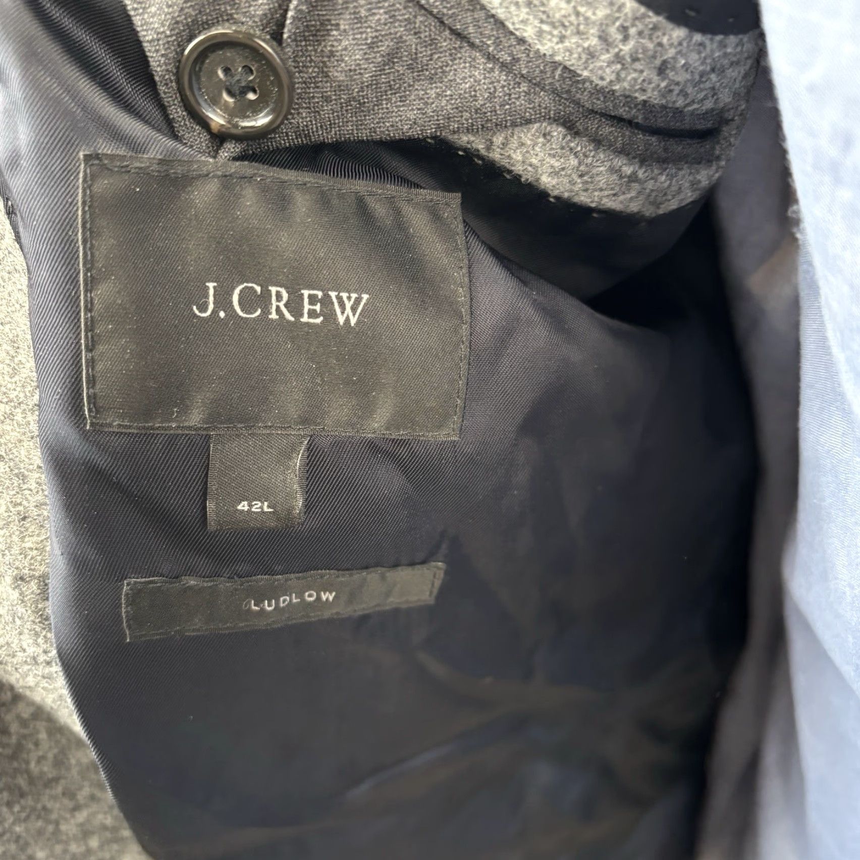 J.Crew J.CREW Blazer Wool Tweed Yorkshire Moon Ludlow Jacket 42L Mens Gray Notch Lapel Long Single-Breasted 2-Button Four-Button Dress Coat Size 42R - 6 Thumbnail