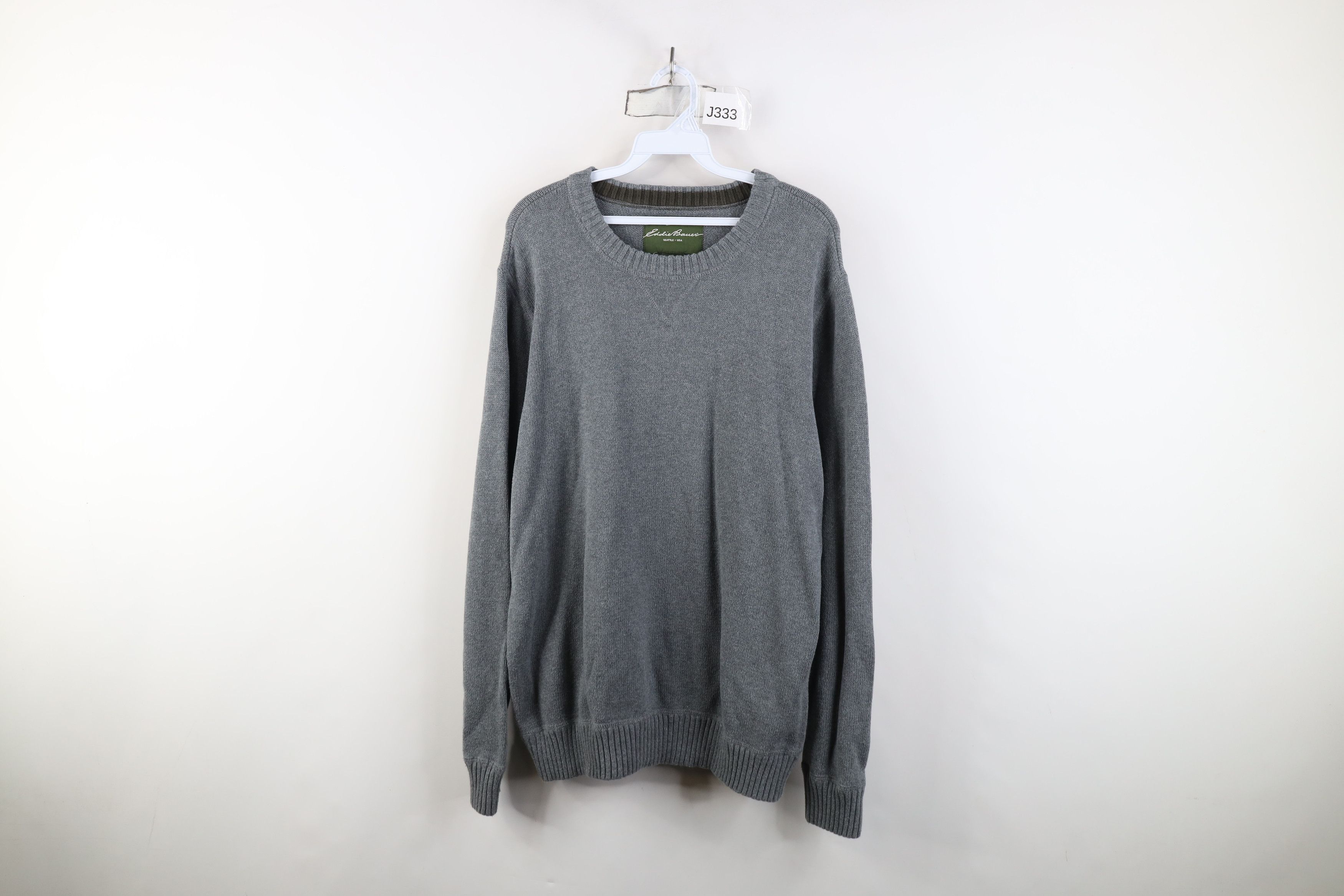 Eddie Bauer Vintage Eddie Bauer Cotton Ribbed Knit Crewneck Sweater Gray Size US XL / EU 56 / 4 - 1 Thumbnail