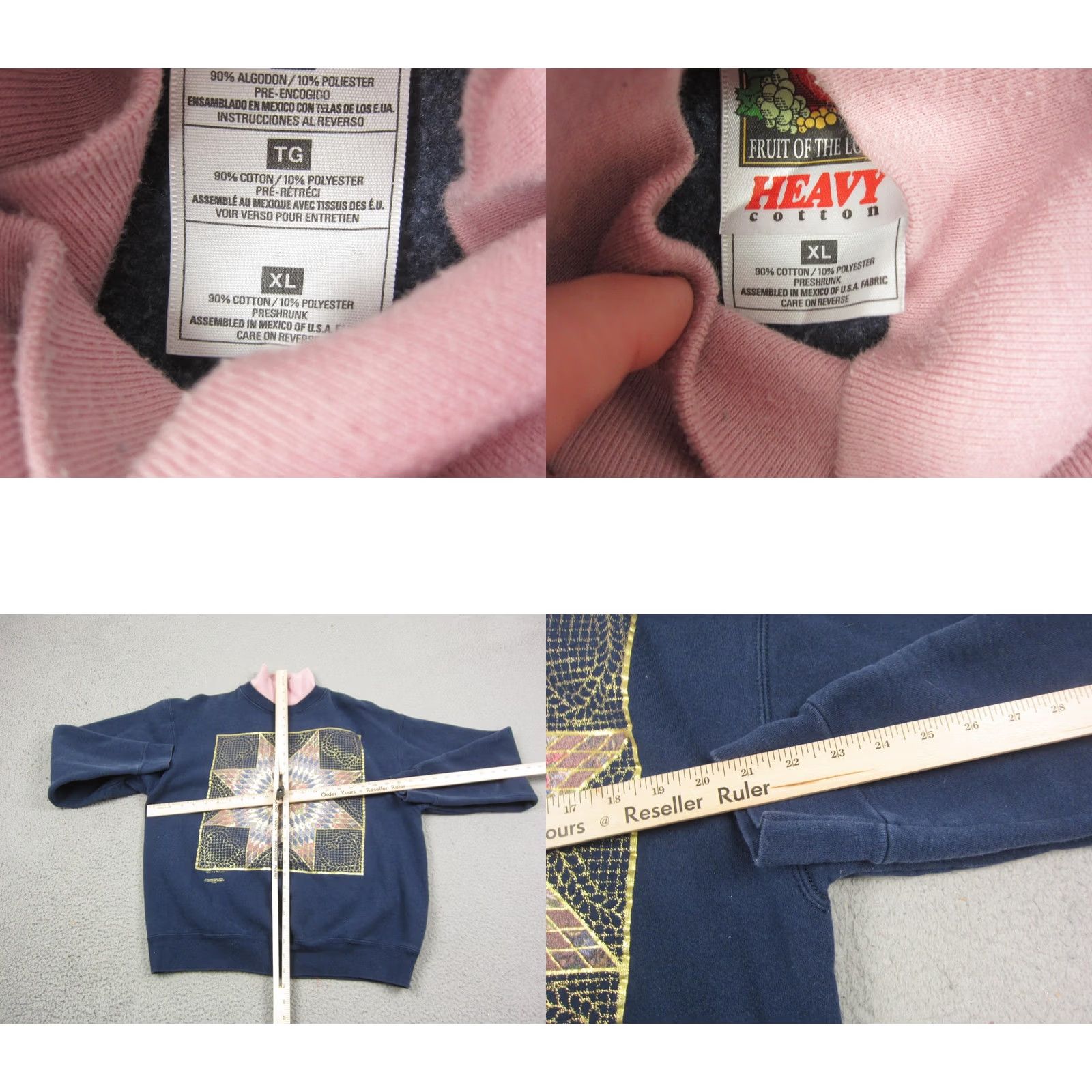 Fruit Of The Loom VINTAGE Sweatshirt Womens XL Blue Crossroads Designs 90s Size XL / US 12-14 / IT 48-50 - 8 Thumbnail