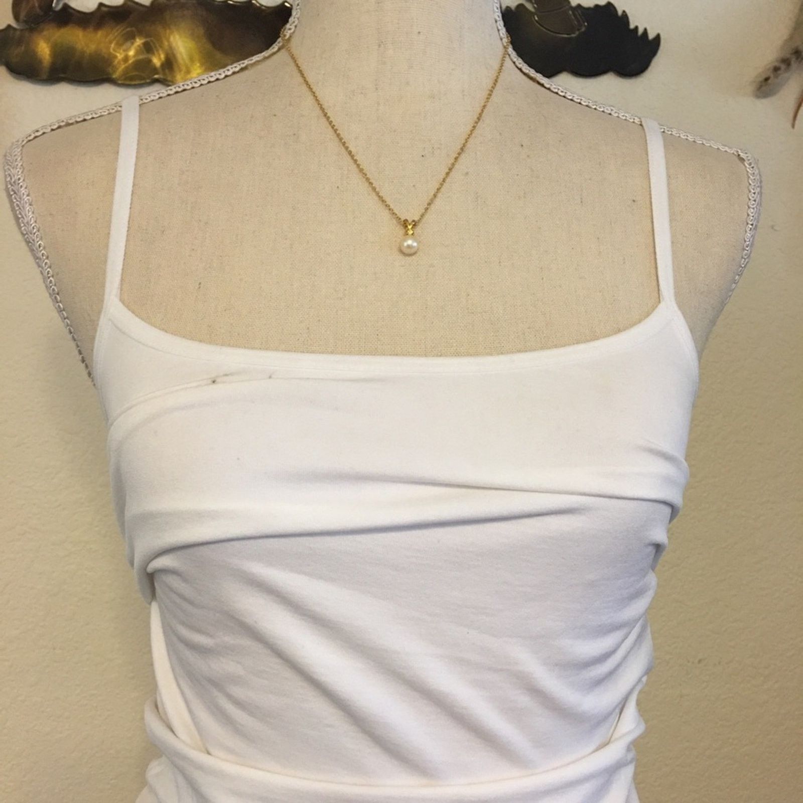 Vintage Vintage pearl with rhinestone gold chain necklace Size ONE SIZE - 4 Thumbnail