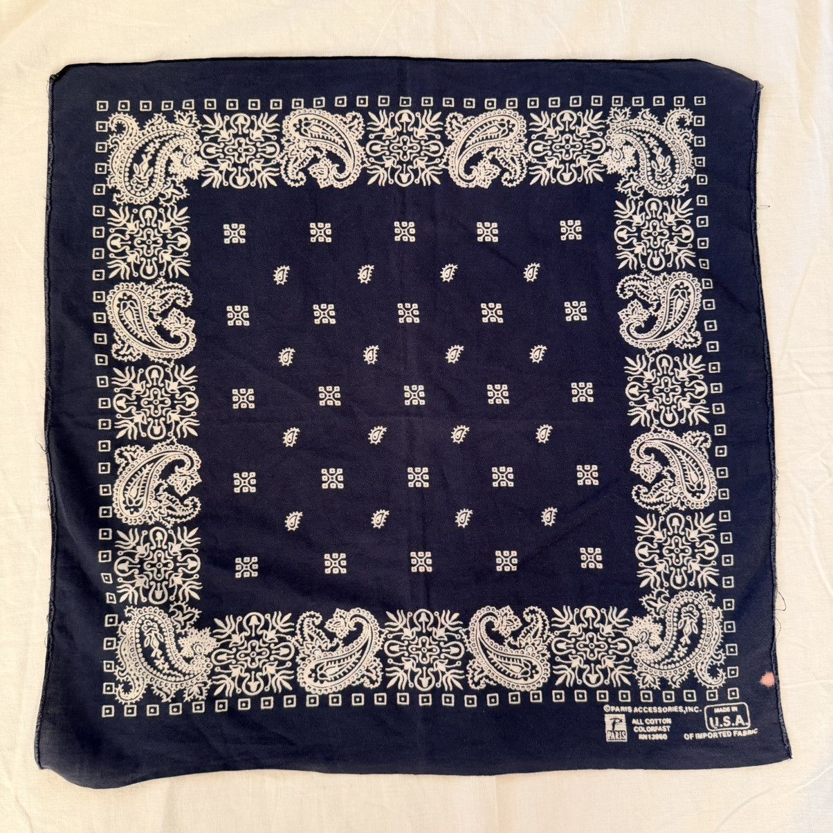 Other Vintage Paris Accessories Inc Bandana Navy Paisley RN 13960 Size ONE SIZE - 5 Thumbnail