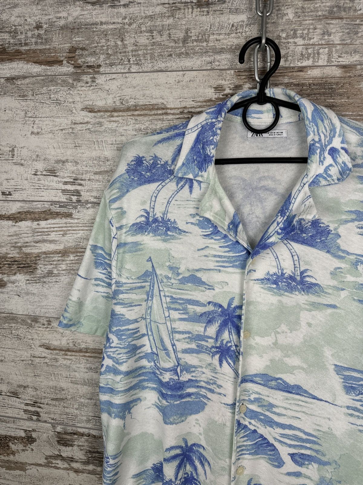Zara Mens Zara Hawaiian shirt art crazy overprinted old money Size US M / EU 48-50 / 2 - 4 Thumbnail