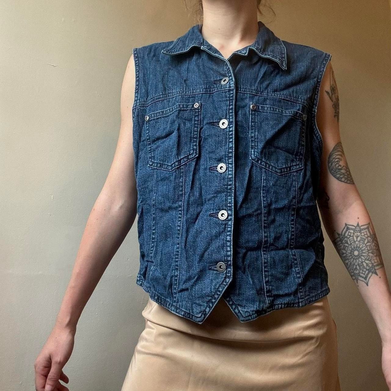 Liz Claiborne Vintage Liz Claiborne Jean Button Vest Top Large Cotton Y2K Size L / US 10 / IT 46 - 1 Thumbnail