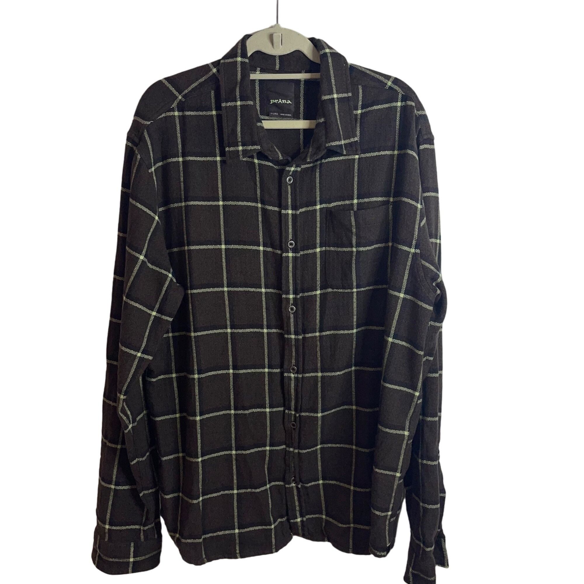 Prana Prana Mens Shirt Size XL Brown Plaid Long Sleeve Size US XL / EU 56 / 4 - 1 Thumbnail