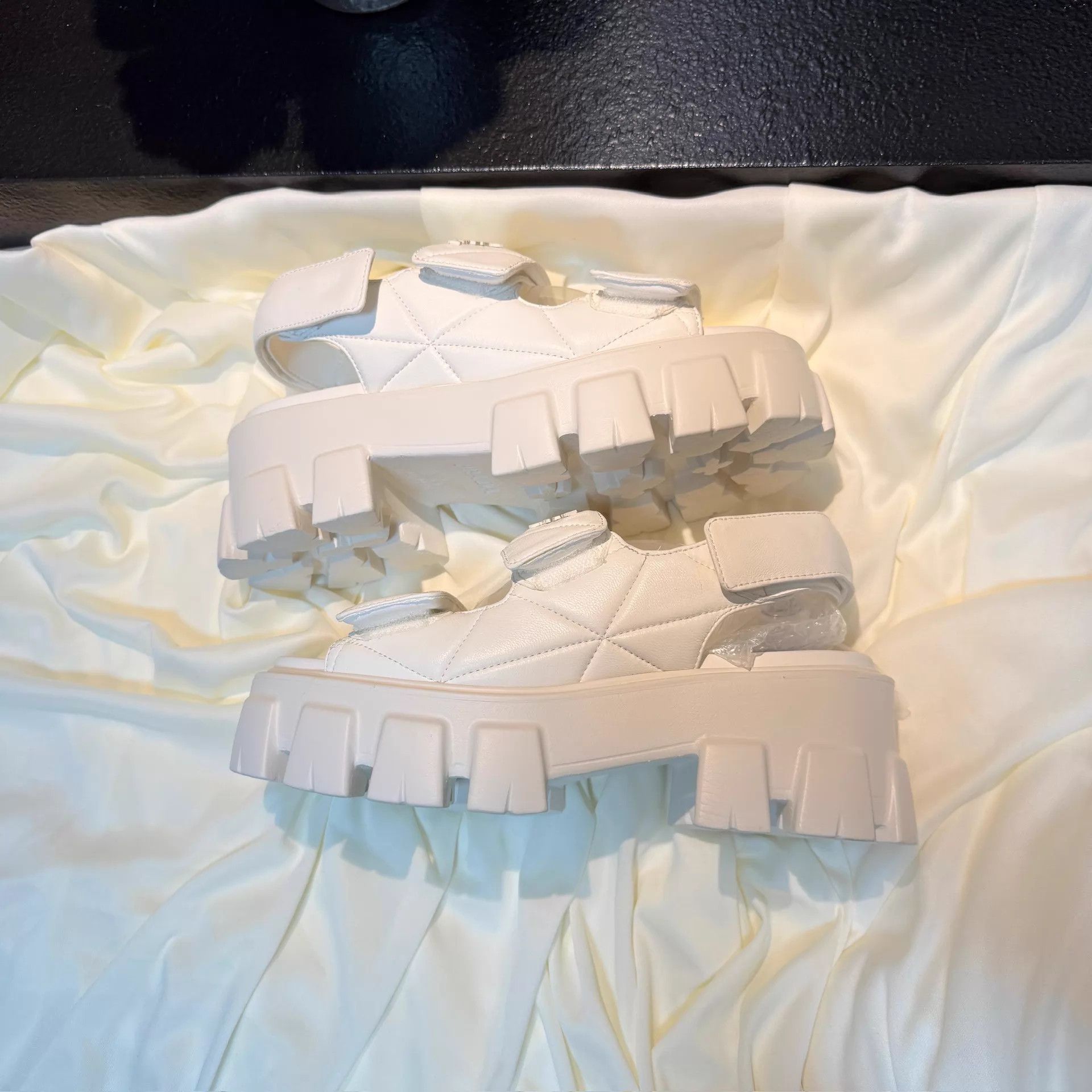 Prada Prada Women's White Logo Velcro Sneaker 36 99 New Size US 5.5 / IT 35.5 - 5 Thumbnail