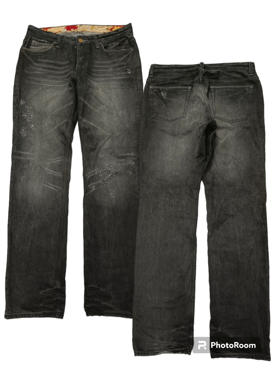 image of Distressed Denim x Hype Sick Black Takeo Kakuchi Denim Pants in Black Distressed, Men's (Size 33)