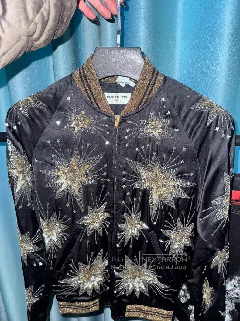 Saint Laurent Paris Saint Laurent Paris Black Sequin Beaded Embroidered Jacket Size US S / EU 44-46 / 1 - 1 Thumbnail