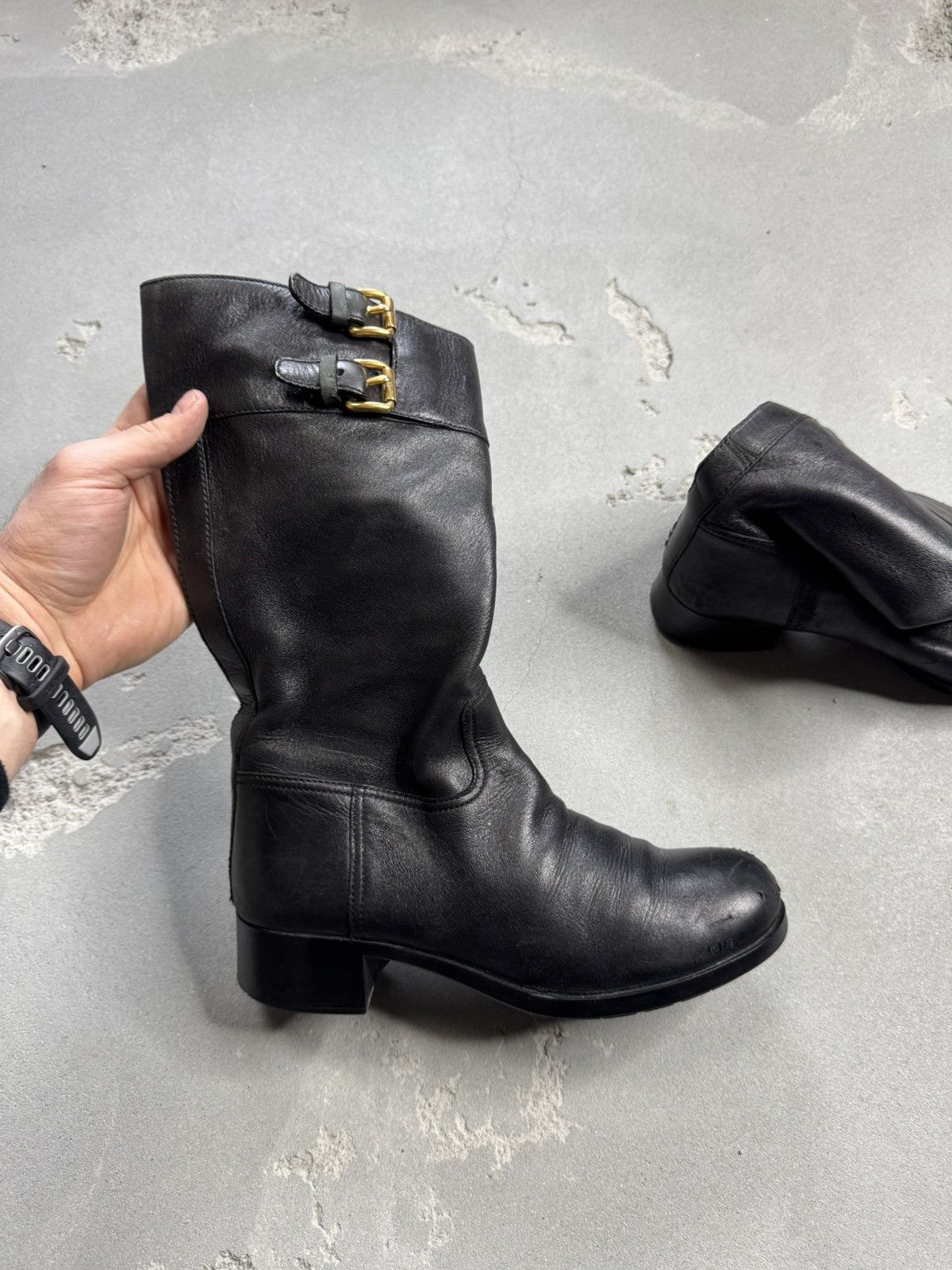 Leather × Prada AUTH LUXURY PRADA BOOTS 3W5356 Black SOFT B DEER SKIN Size US 9 / IT 39 - 2 Thumbnail