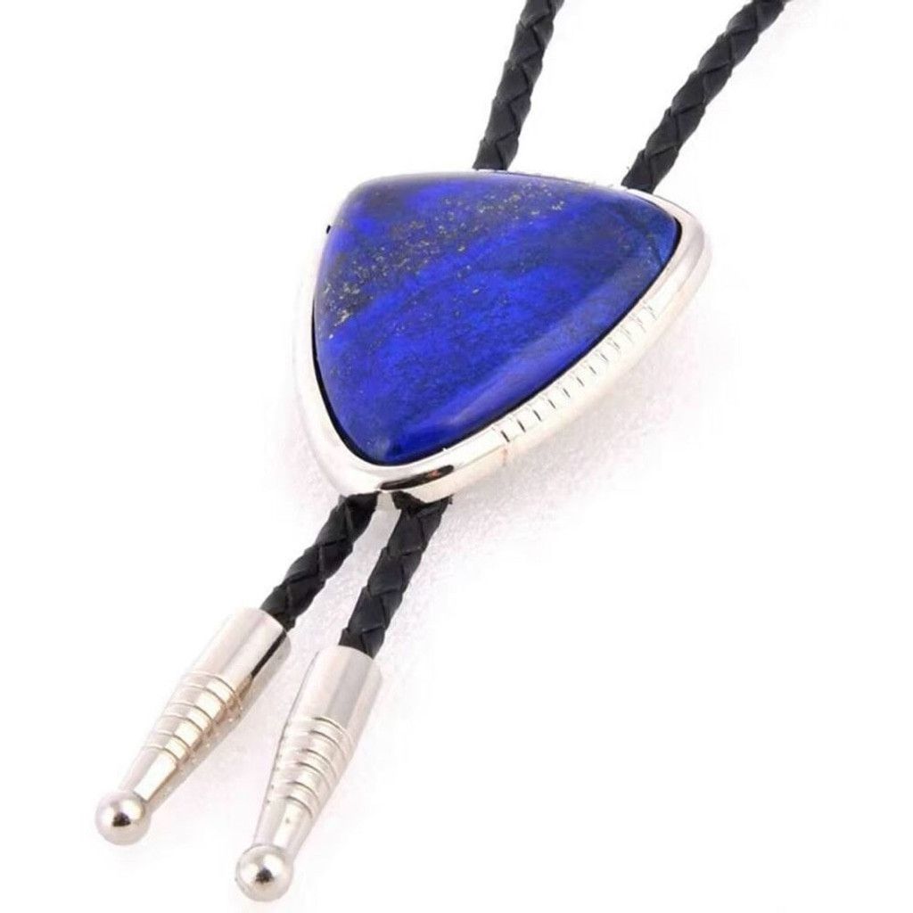 Other Triangle Blue Agate Stone Bolo Tie Mens Casual Western Size ONE SIZE - 3 Thumbnail