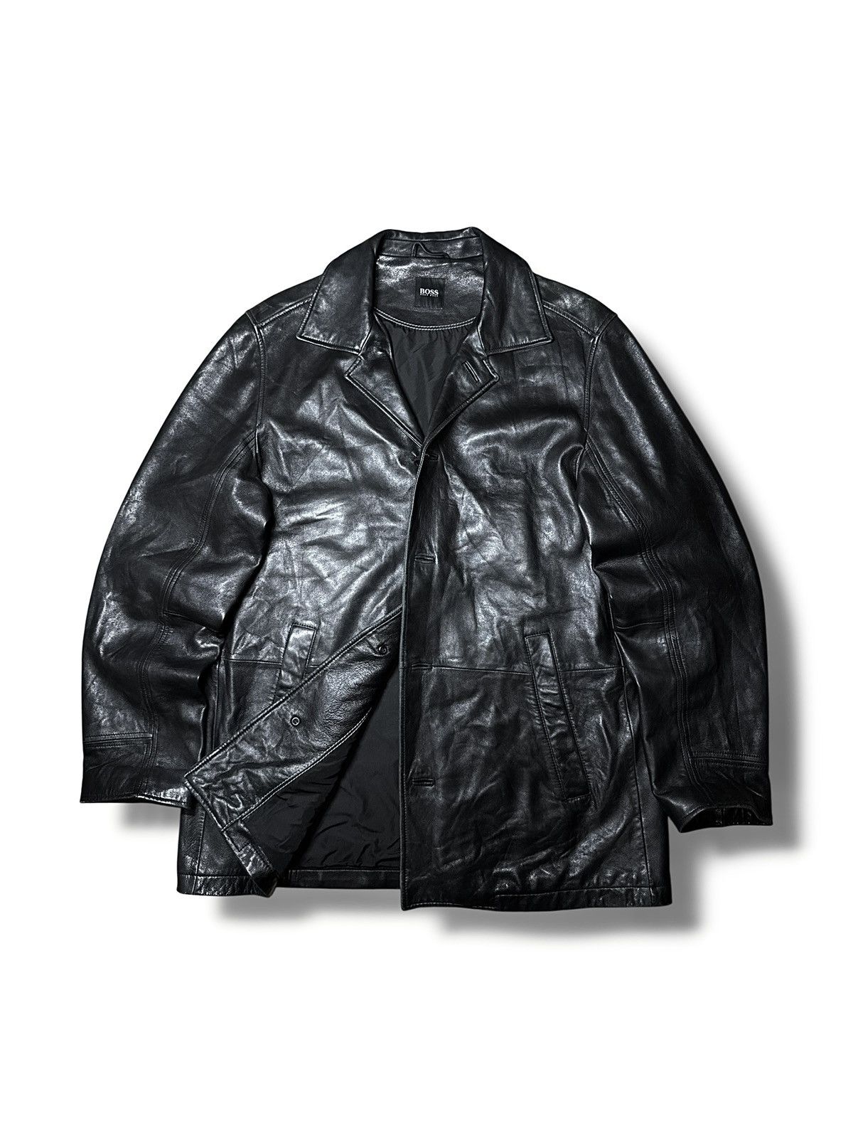 Hugo Boss Vintage 90s Y2K Hugo Boss Leather Jacket Coat Avantgarde Size US L / EU 52-54 / 3 - 2 Thumbnail