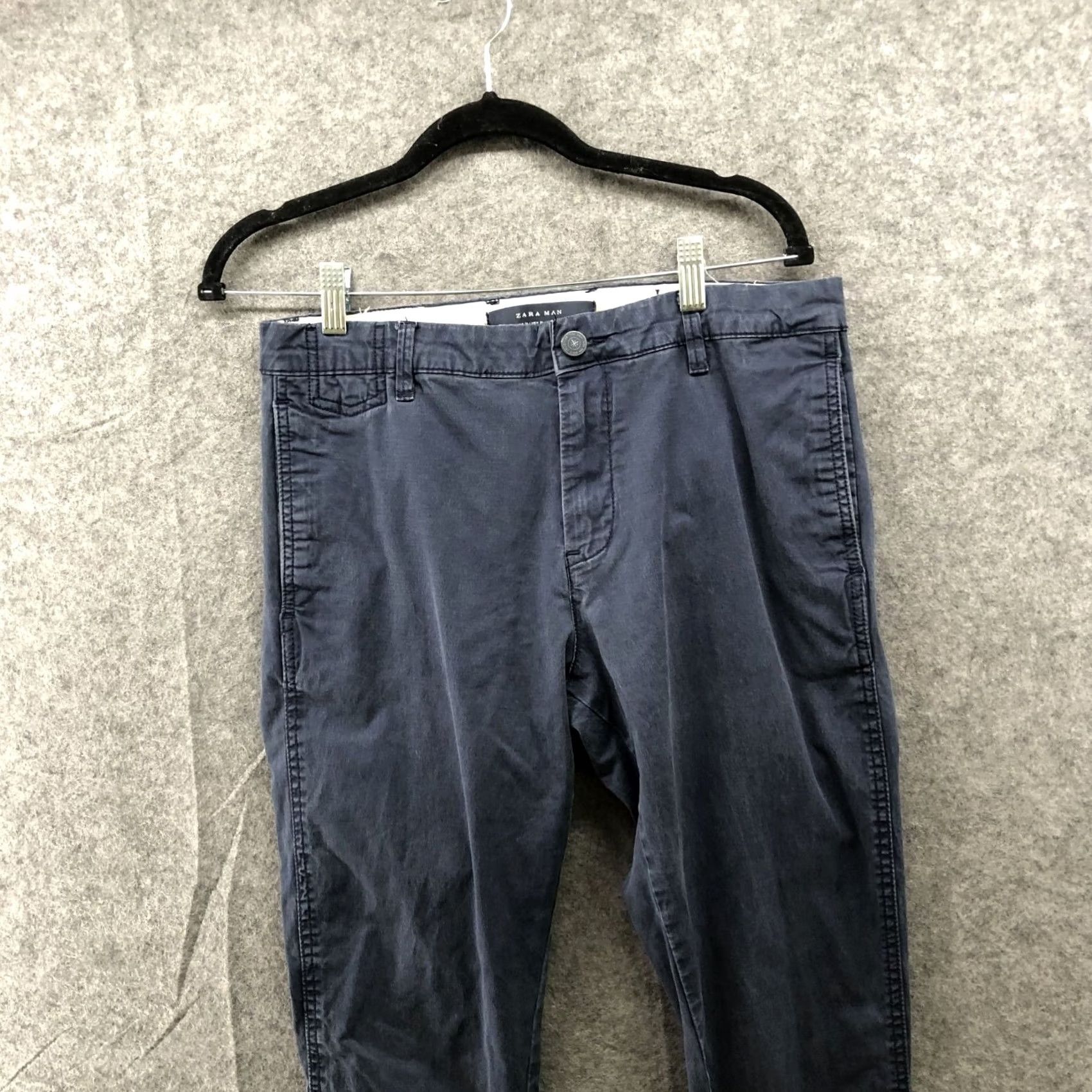 Zara Zara Slim Chino Pants Mens 31x33 Navy Blue Flat Front Flat Front Chino Pants Slim Fit 31 Mens Blue Zara Pants Men Size US 31 - 3 Thumbnail