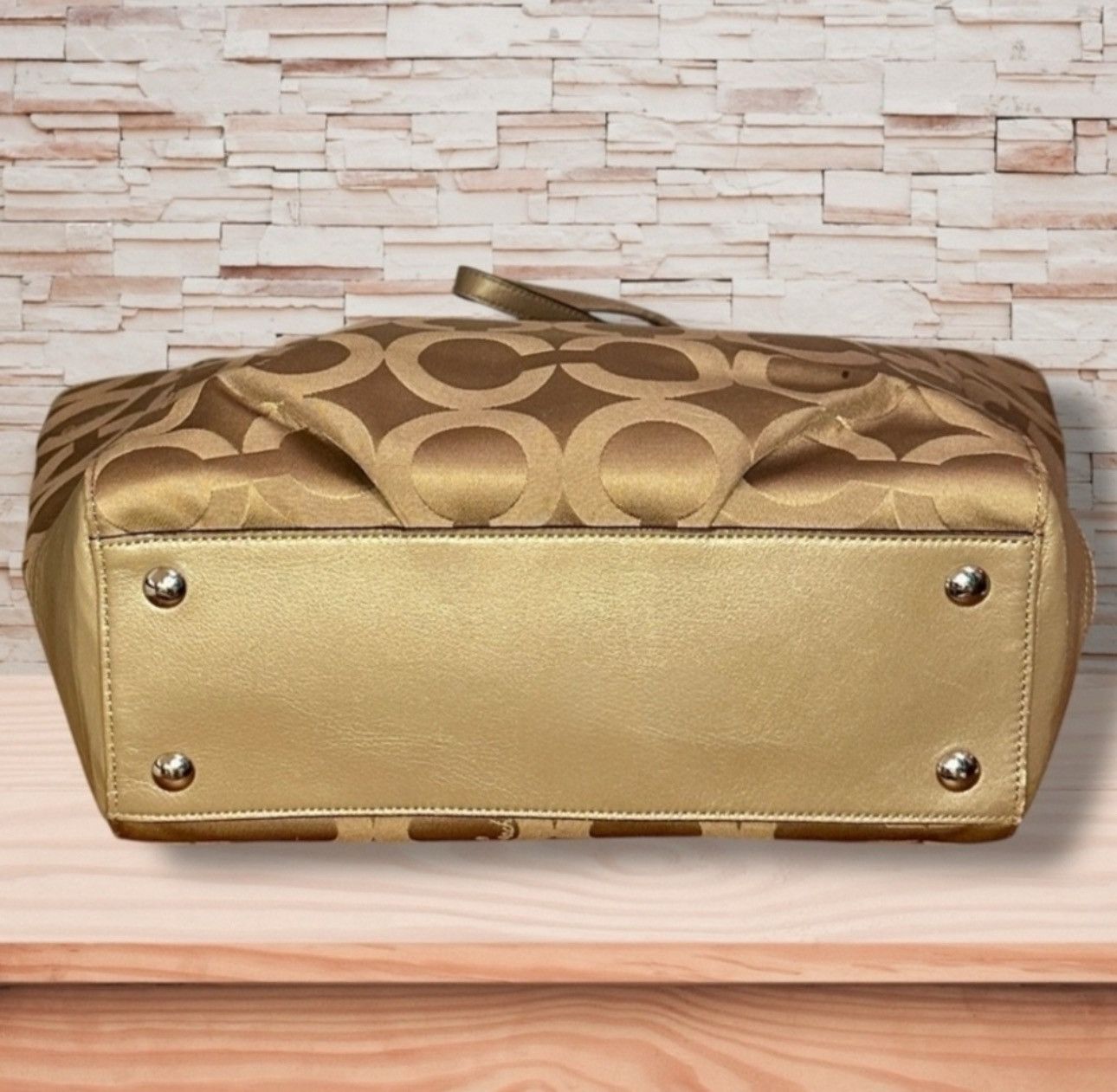Coach Coach Taylor Op Art Signature Tote – Gold Monogram Size ONE SIZE - 3 Thumbnail