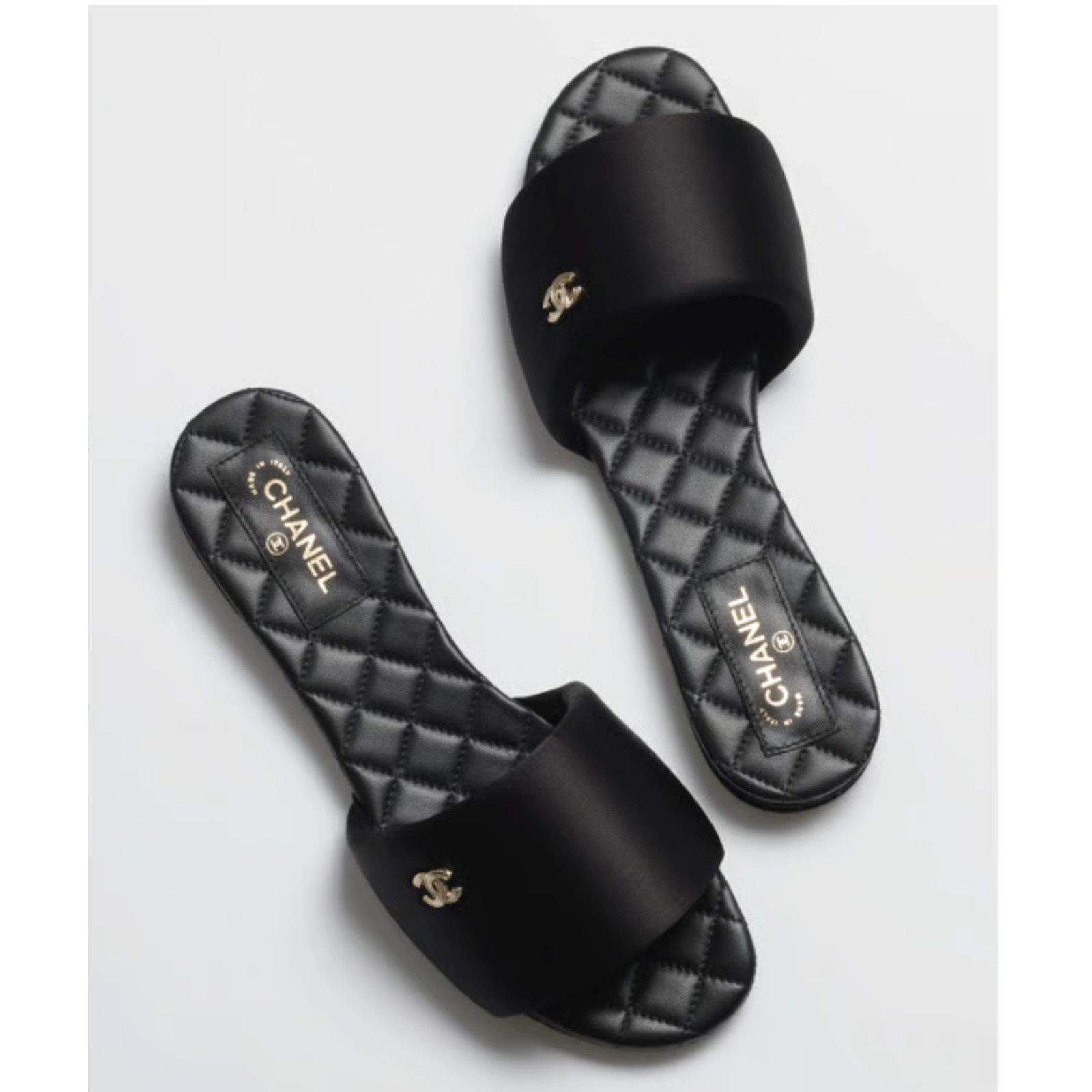 Chanel 22P Satin CC Logo Quilted Slide Mule Sandal Flop Flat 38 Size US 8 / IT 38 - 6 Thumbnail