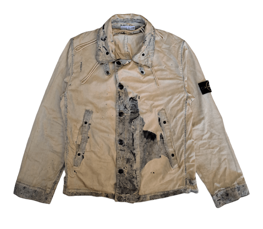 image of Massimo Osti x Stone Island Vintage Stone Island Raso Gommato Melting Pattern Jacket (Size Medium)