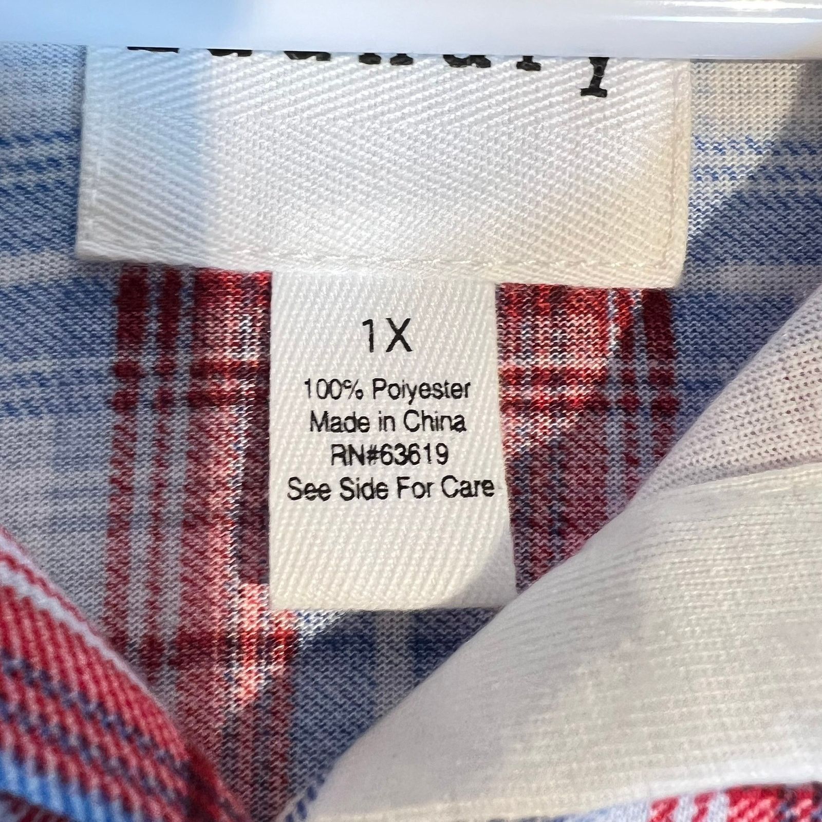 Other New York Laundry Button Flannel Top Woman 1X Roll Tab Sleeve Size XXL / US 16-18 / IT 52-54 - 6 Thumbnail