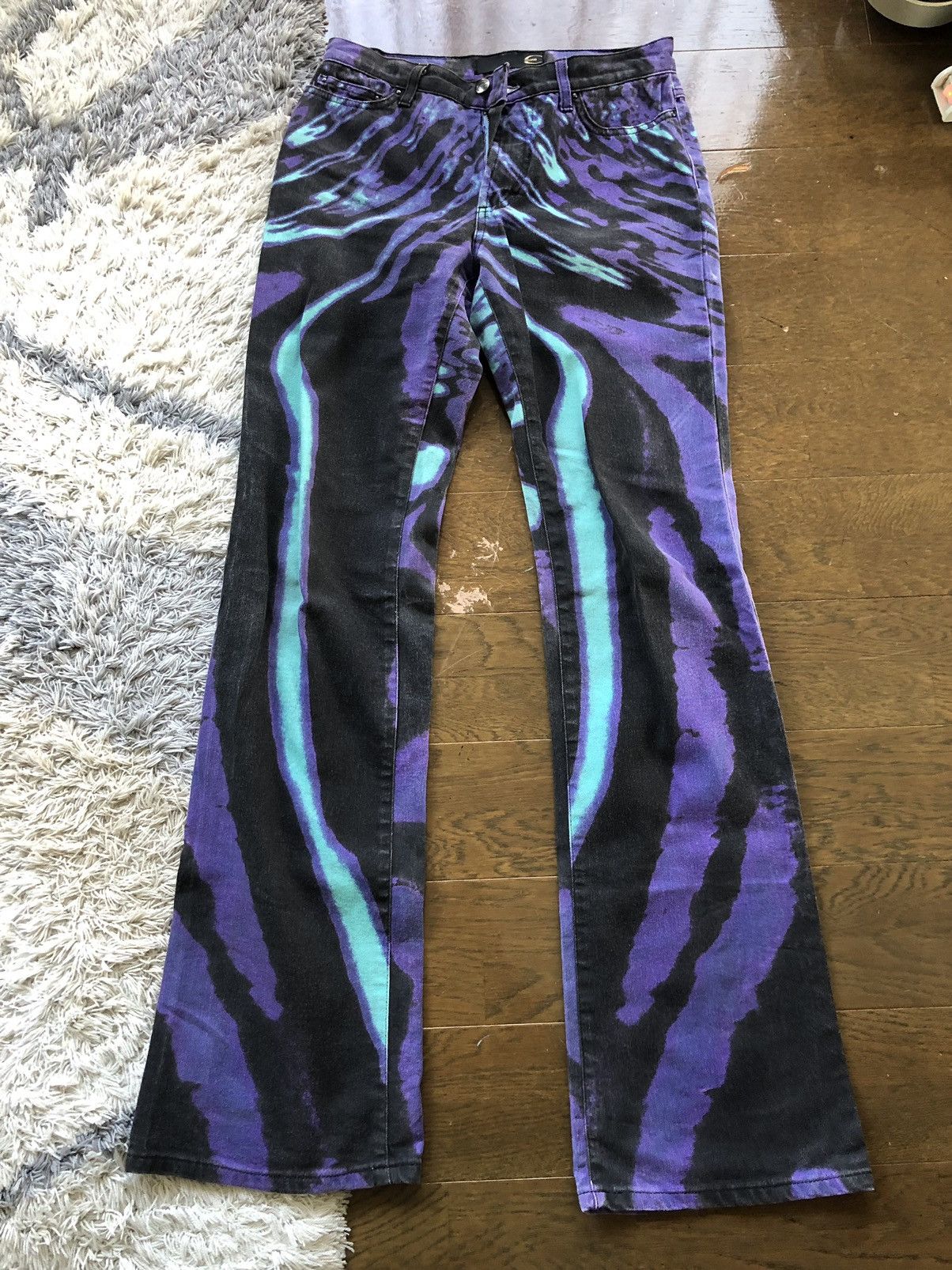 image of Just Cavalli Robert Cavalli 00’S Psychedelic Jeans in Black, Women's (Size 26)