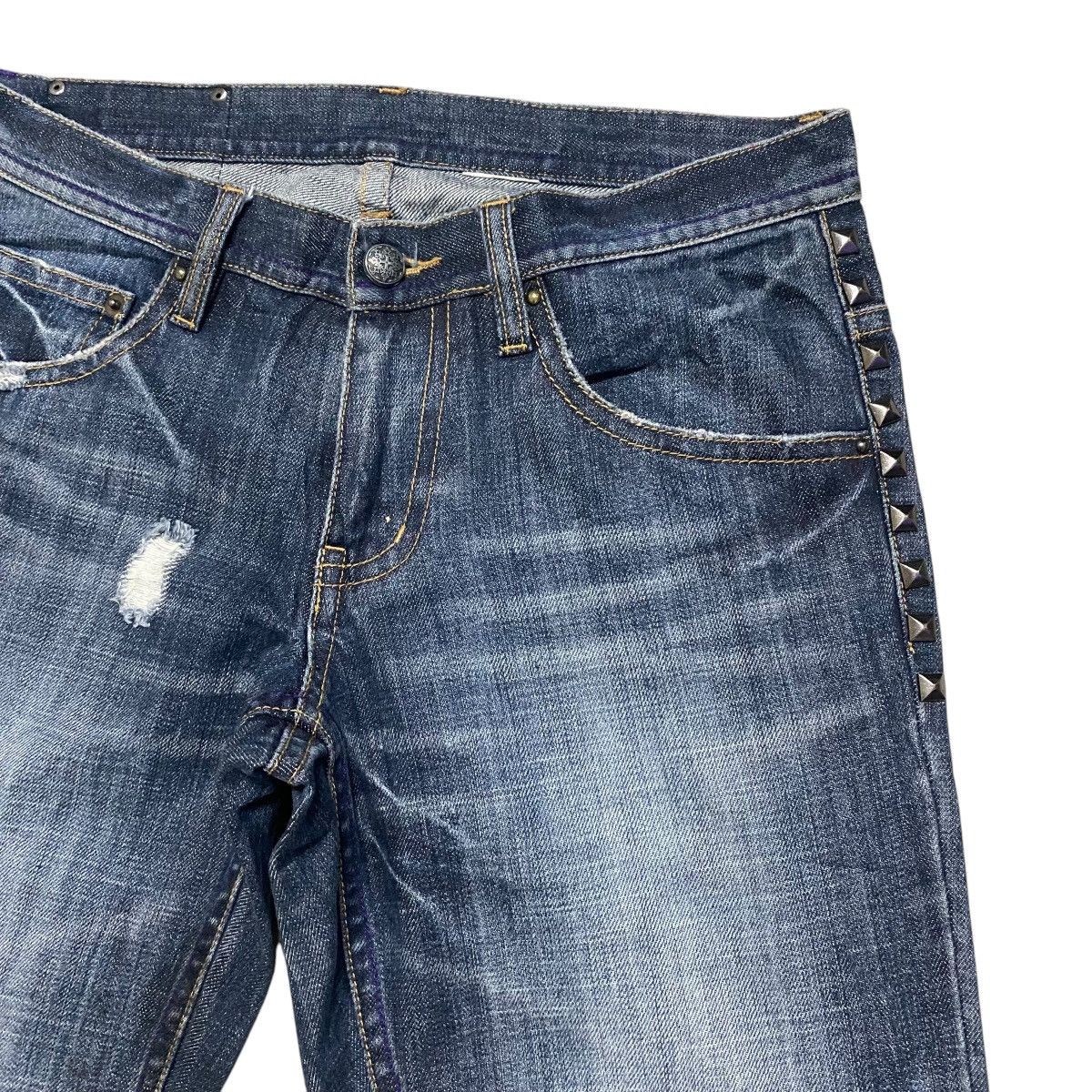 Japanese Brand MIDAS Hole Distressed Denim Jeans Studded Size US 29 - 5 Thumbnail