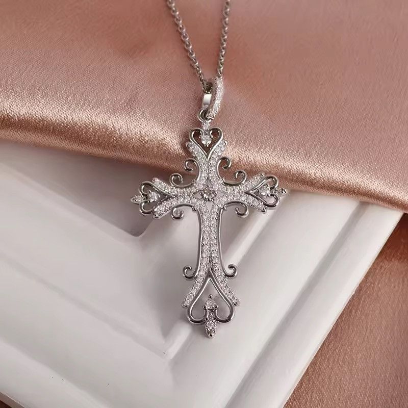 Jewelry Unique Carved Cross Pendant Necklace Size ONE SIZE - 2 Thumbnail