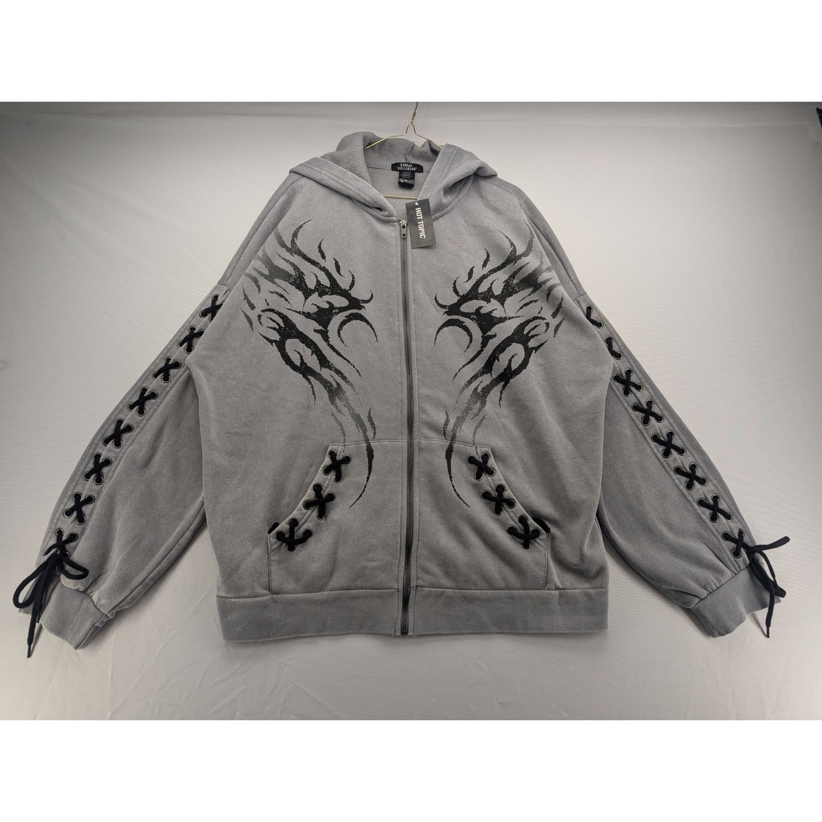 Hot Topic NWT Hot Topic Social Collision Tribal Lace-Up Girls Hoodie Size XL / US 12-14 / IT 48-50 - 3 Thumbnail