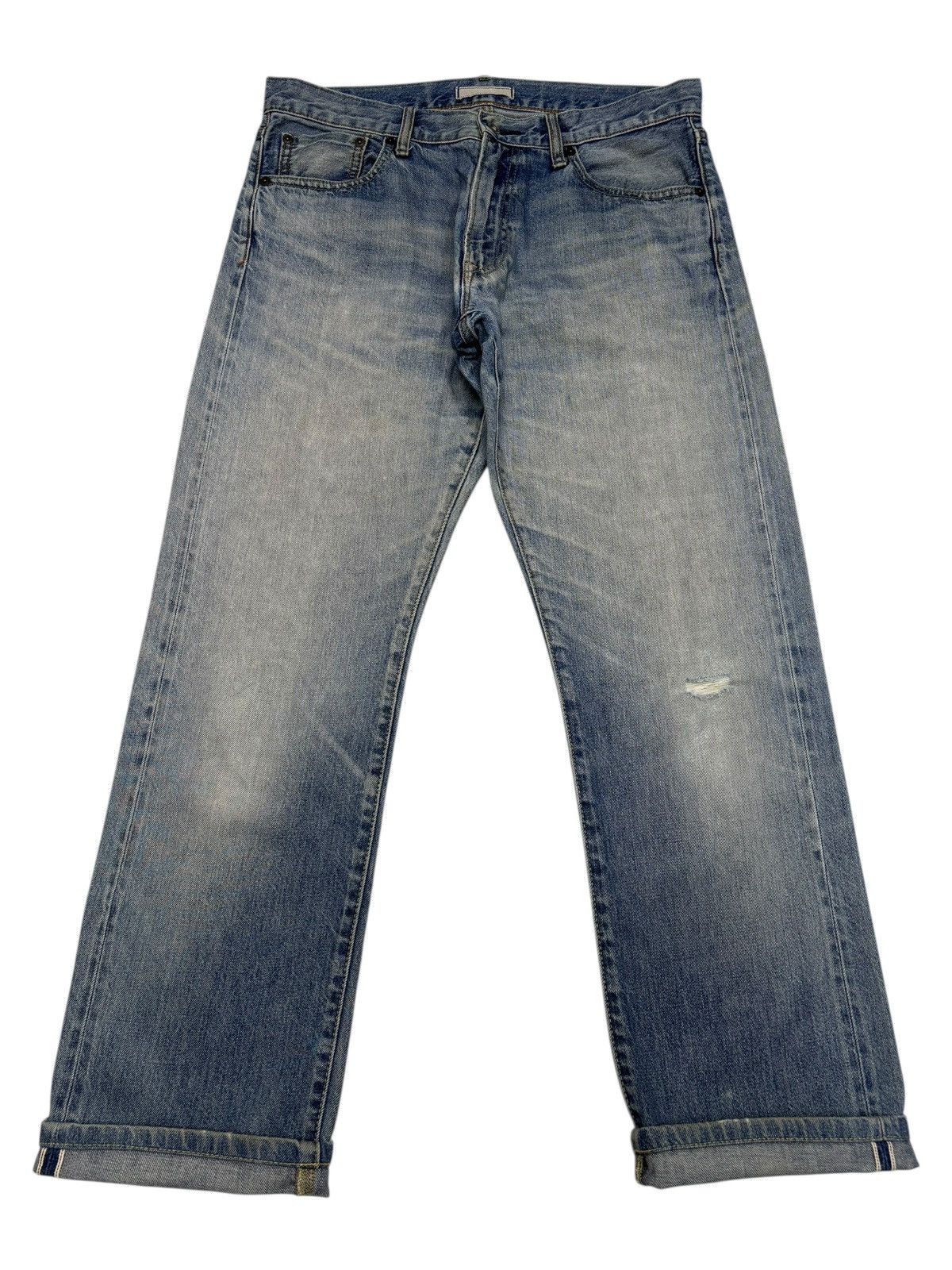 Undercover × Uniqlo Uniqlo Selvedge Japan Blue Wash Distressed Denim Jeans Size US 34 / EU 50 - 1 Thumbnail