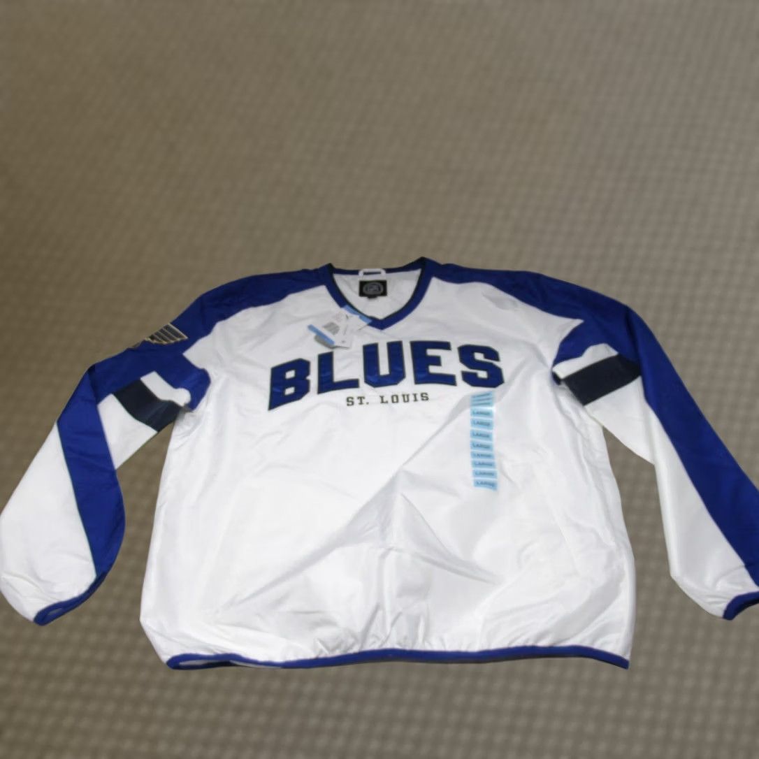 NHL NHL St Louis Blues Jacket Men Large White V-Neck Windbreaker Hockey NEW Size US L / EU 52-54 / 3 - 1 Thumbnail