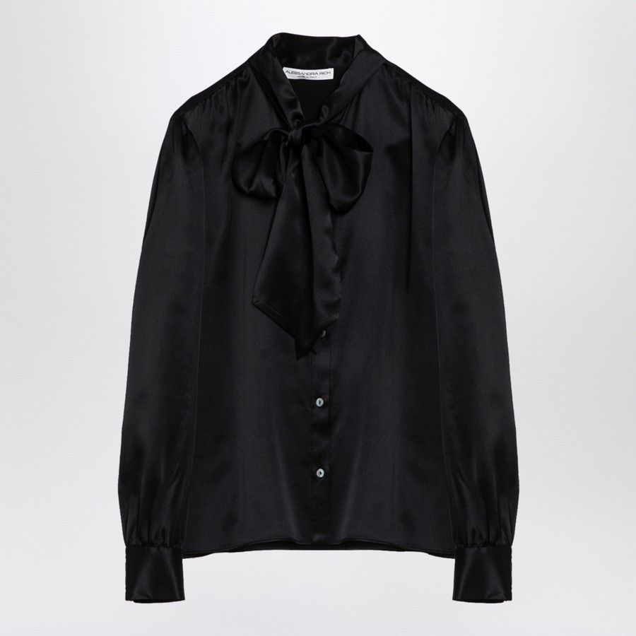 Alessandra Rich o1d2blof0724 Silk Shirt in Black Size S / US 4 / IT 40 - 1 Thumbnail