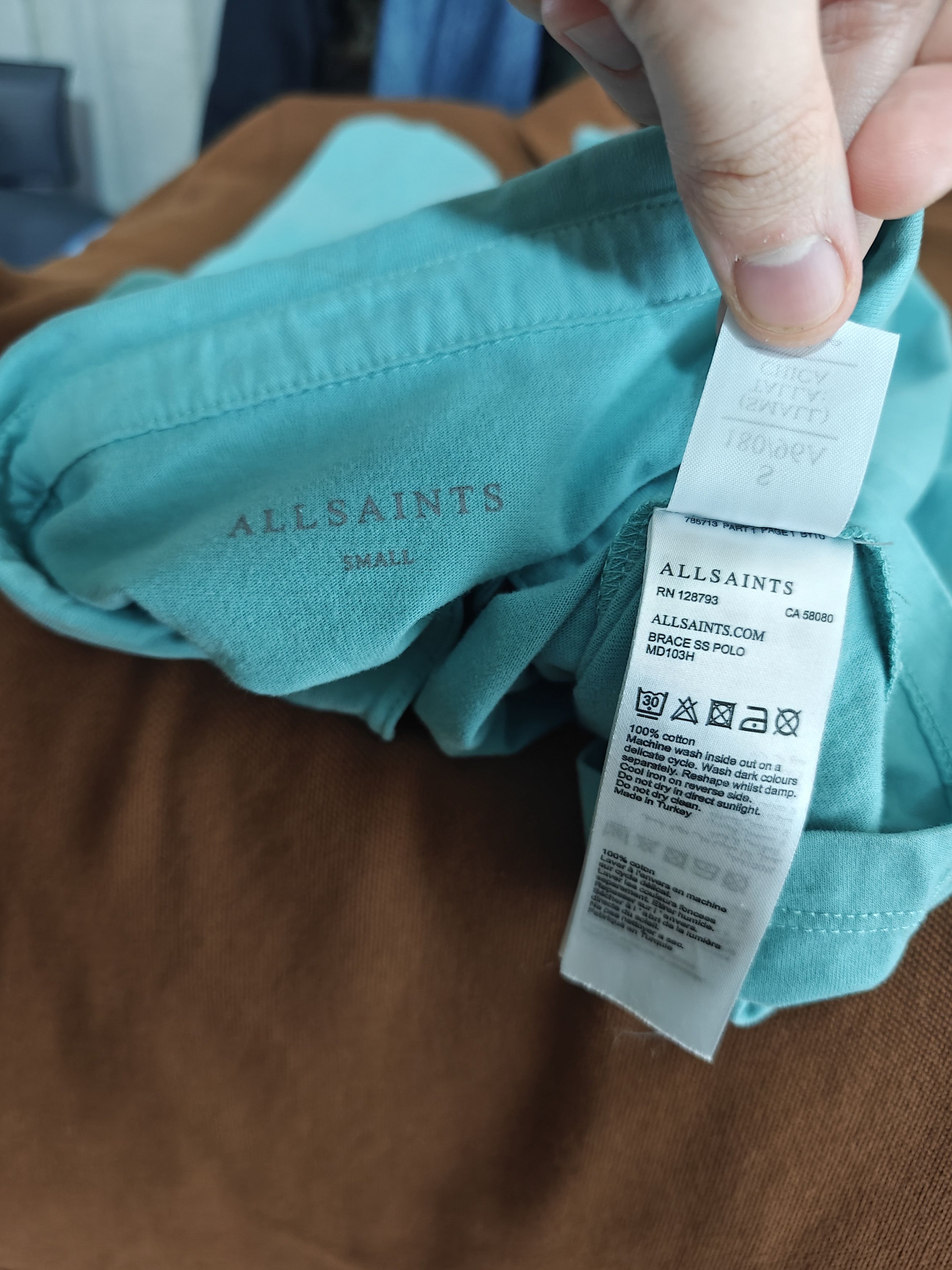 Allsaints Allsaints Polo T-Shirt Brace SS Turquoise Blue size S Size US S / EU 44-46 / 1 - 9 Thumbnail