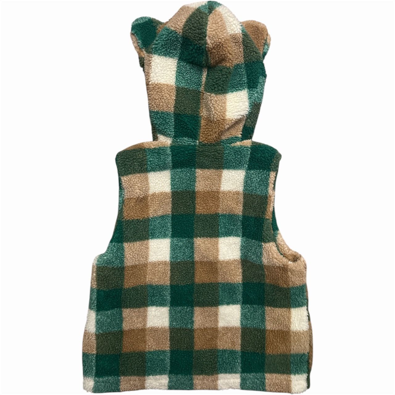 Ne-Net Ne-net Fleece Fur Green Plaid Bear Ear Vest Hoodie Size US S / EU 44-46 / 1 - 2 Thumbnail