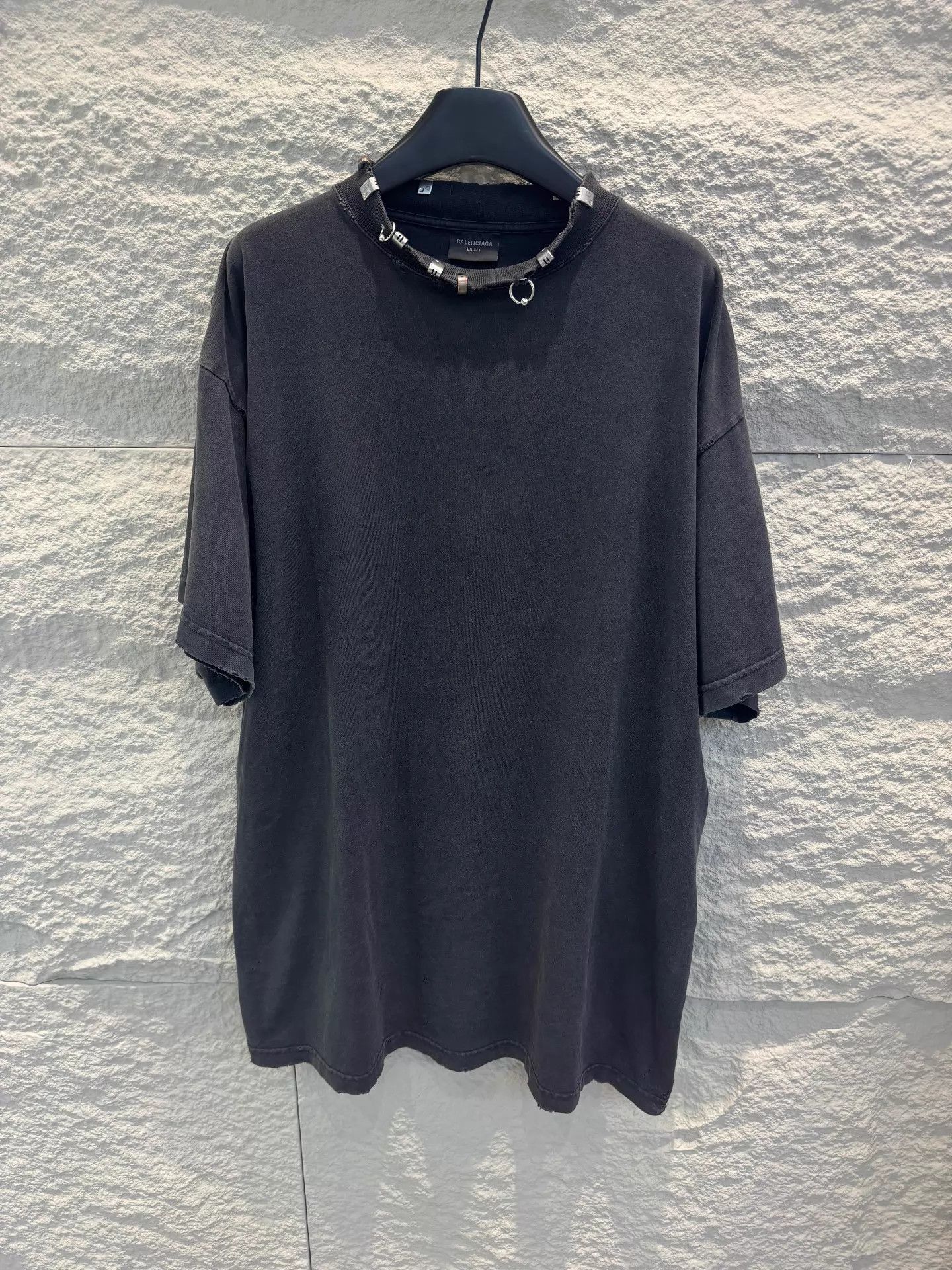 Balenciaga Black Short-Sleeve Shirt with Collar Hardware Size US M / EU 48-50 / 2 - 1 Thumbnail
