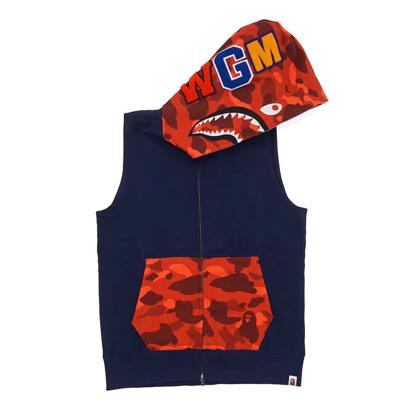 image of Bape Shark Full Zip Sleeveless Hooded Sweatshirt Color Camo, Men's (Size XL)