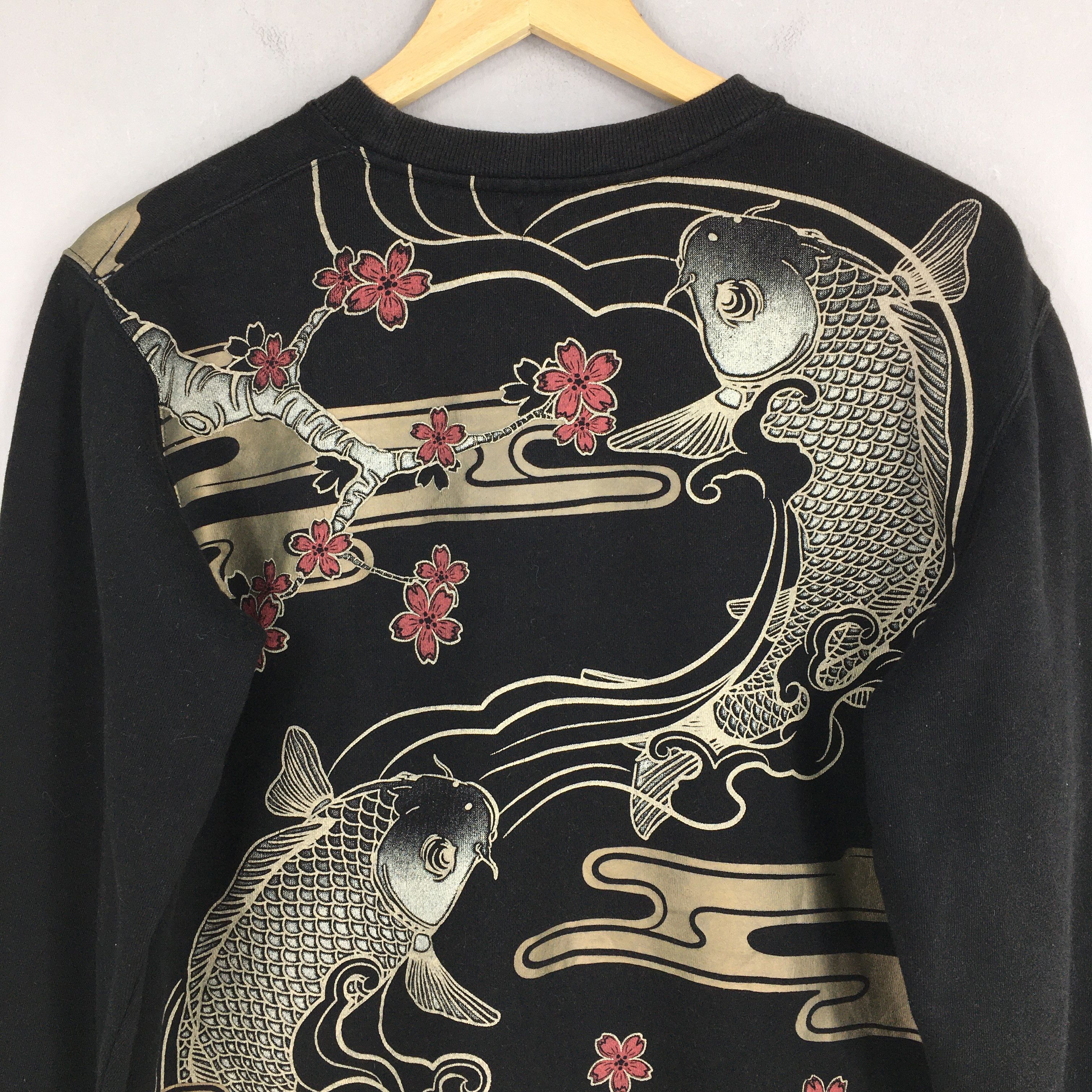 Japanese Brand × Vintage Fish Koi Sakura Blossom Sukajan Japan Sweater Medium Size US M / EU 48-50 / 2 - 8 Thumbnail
